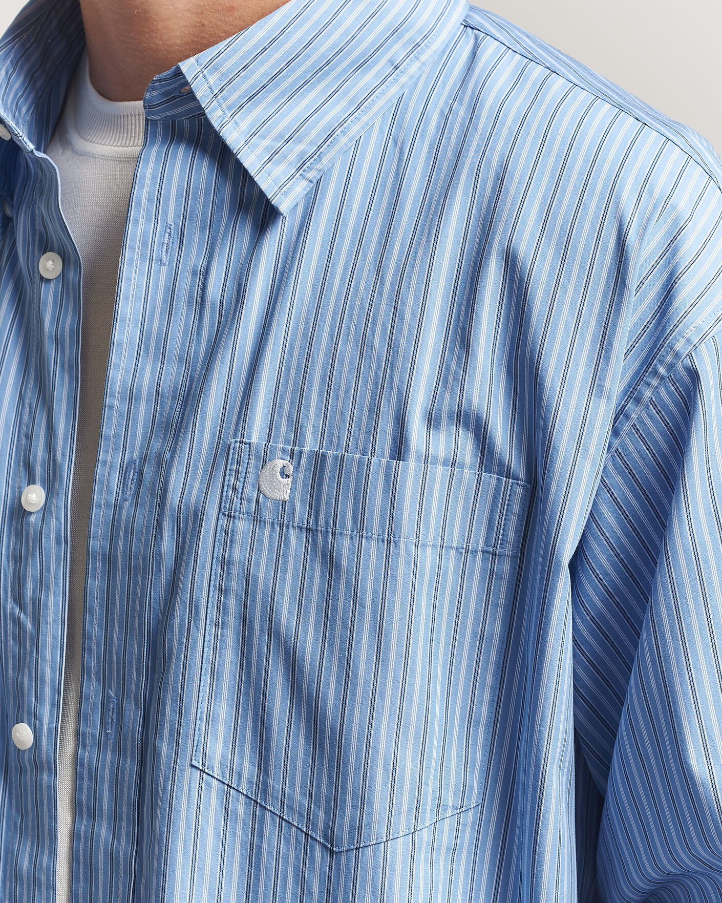 Men | Shirts | Carhartt WIP | Keen Striped Cotton Poplin Shirt Curacao