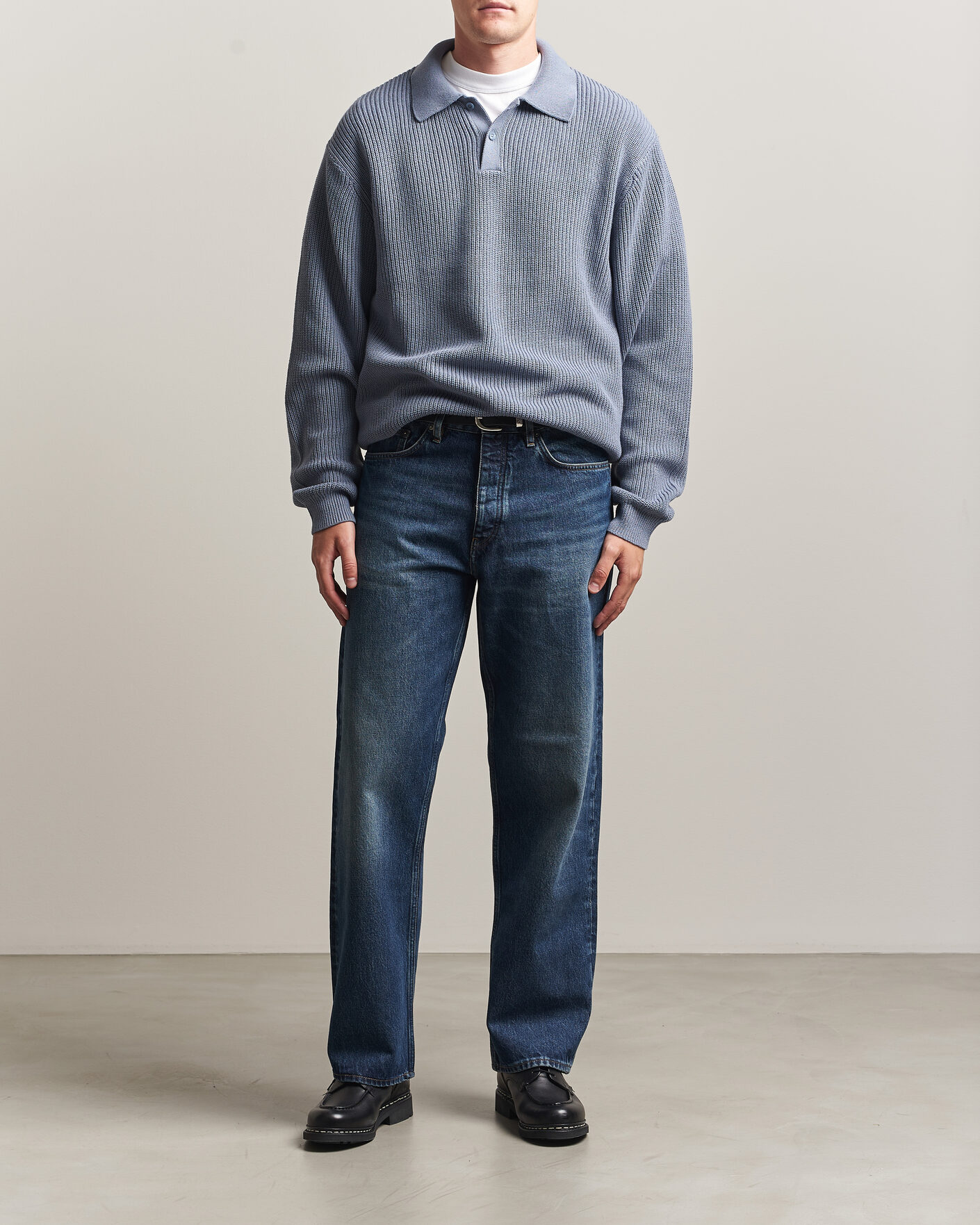 Men | Sweaters & Knitwear | Carhartt WIP | Miles Knitted Cotton Polo Shad Blue