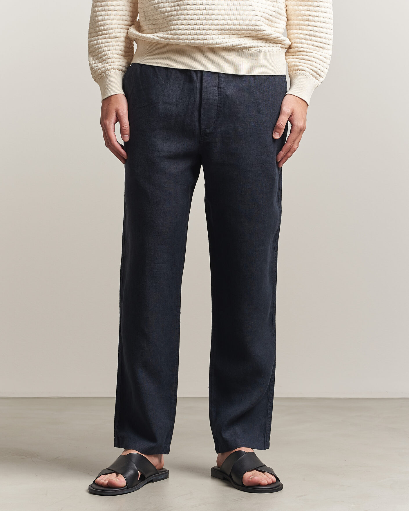 Men | Trousers | Samsøe Samsøe | Jabari Linen Drawstring Trousers Salute Navy