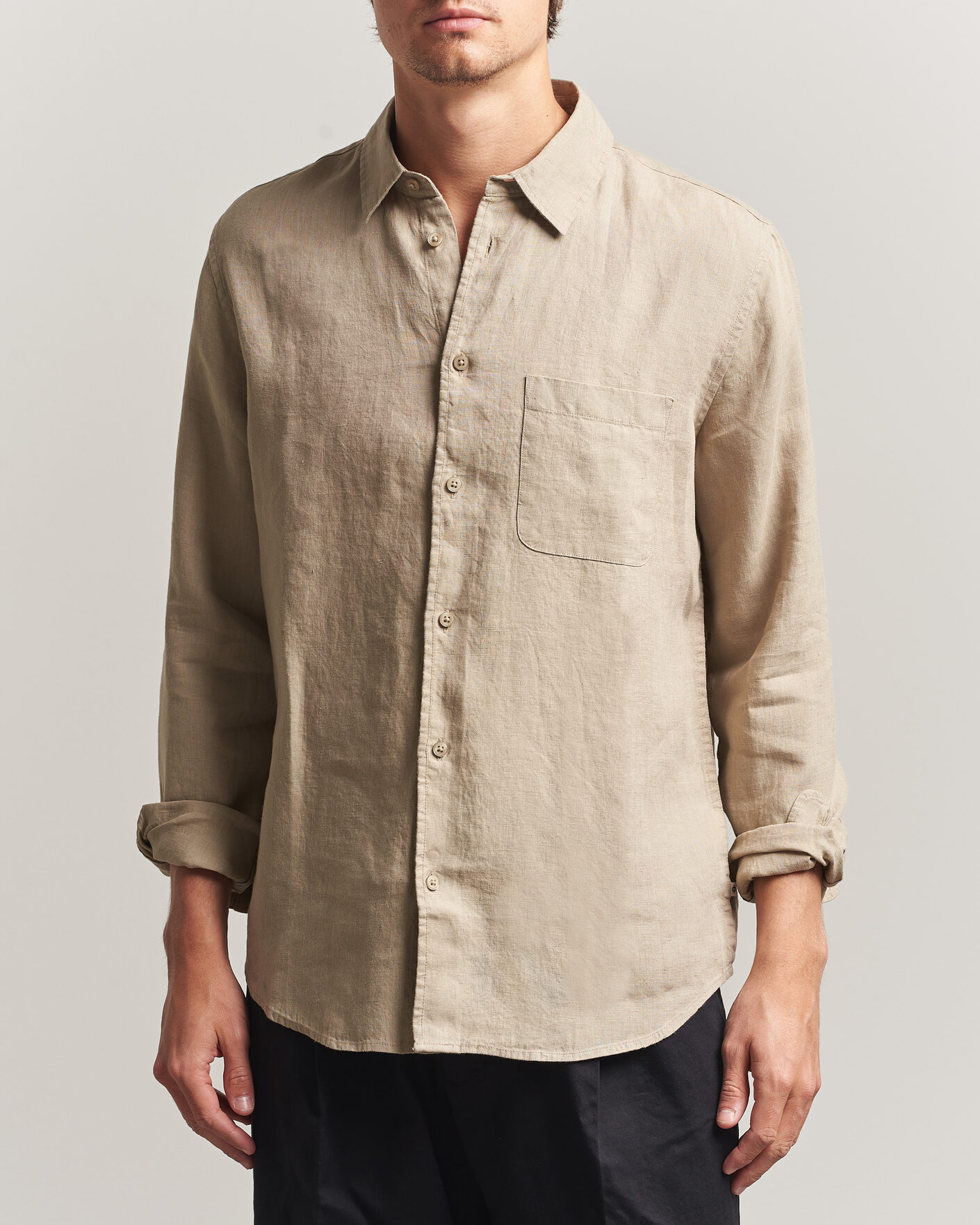 Men | Shirts | Samsøe Samsøe | Liam Linen Shirt Aluminum