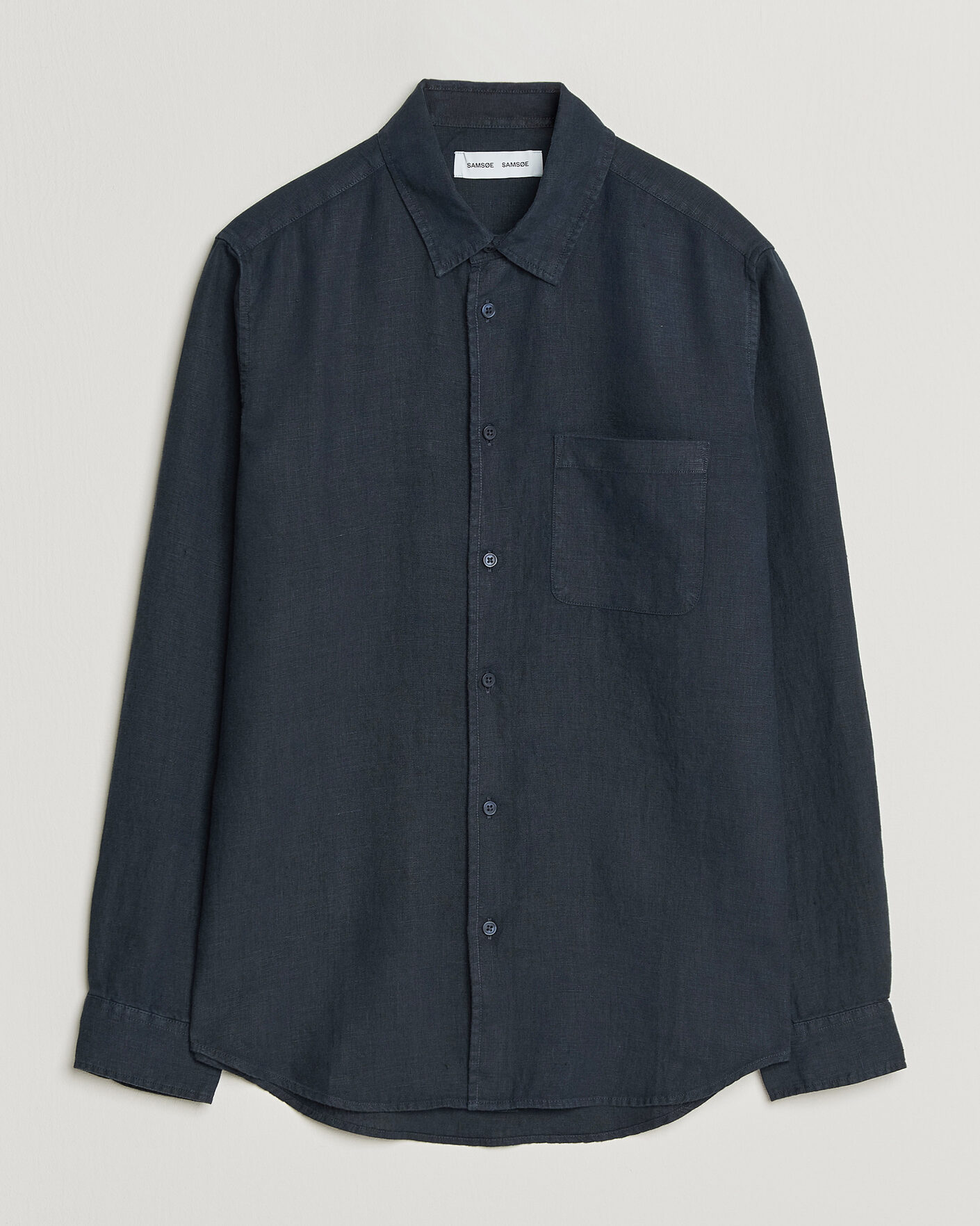 Men | Shirts | Samsøe Samsøe | Liam Linen Shirt Salute Navy