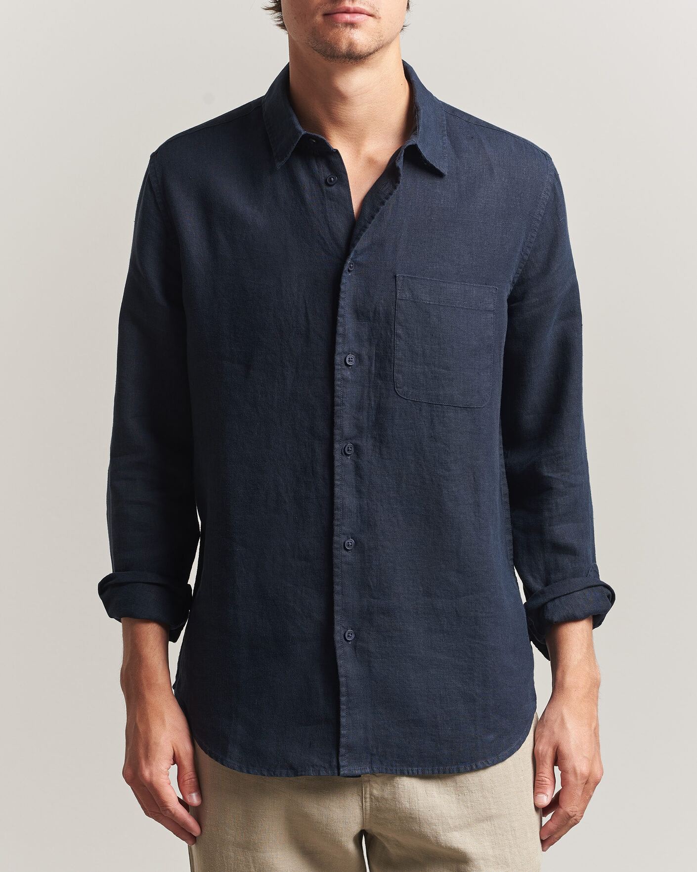 Men | Shirts | Samsøe Samsøe | Liam Linen Shirt Salute Navy