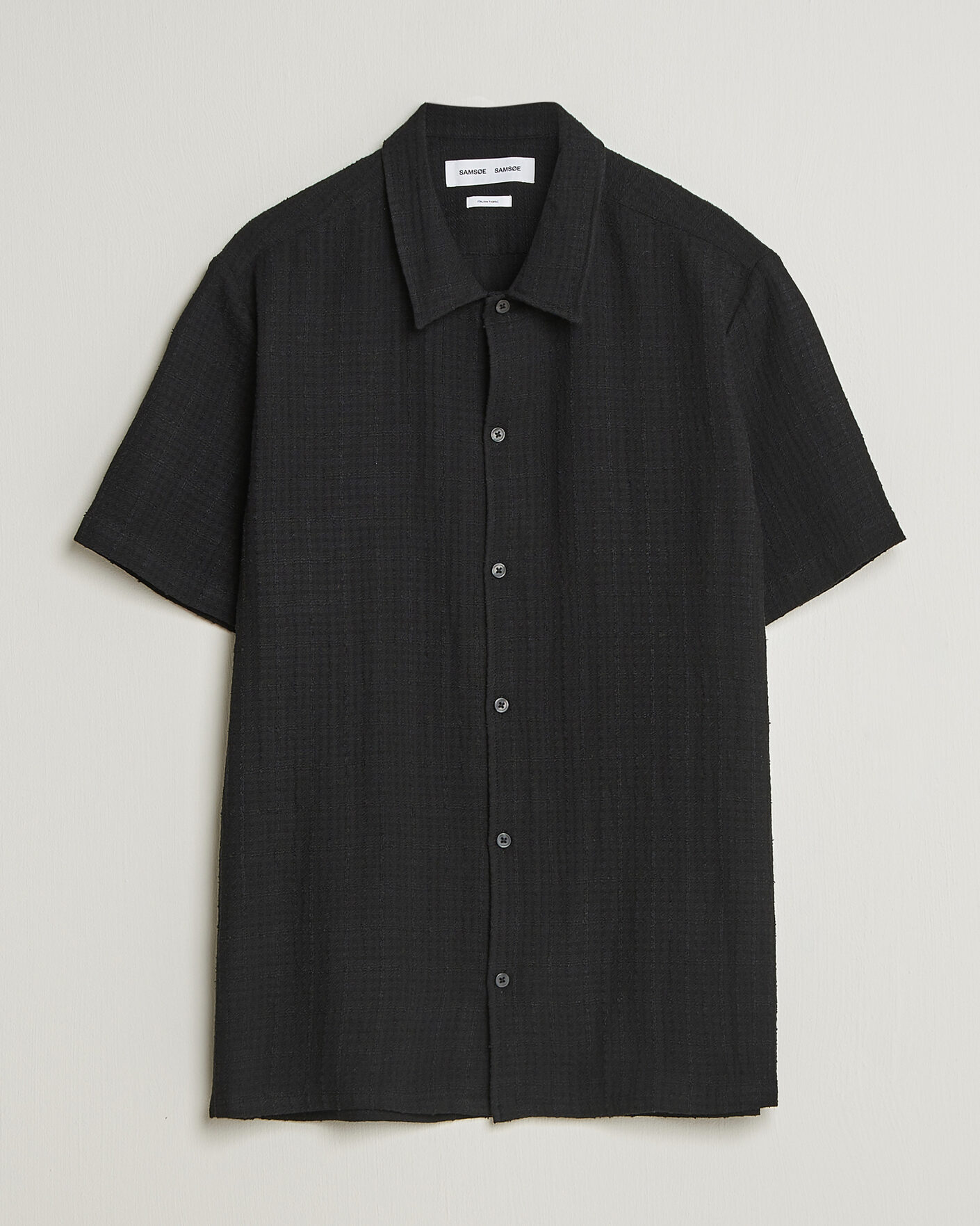 Men | Shirts | Samsøe Samsøe | Avan Structured Short Sleeve Shirt Black