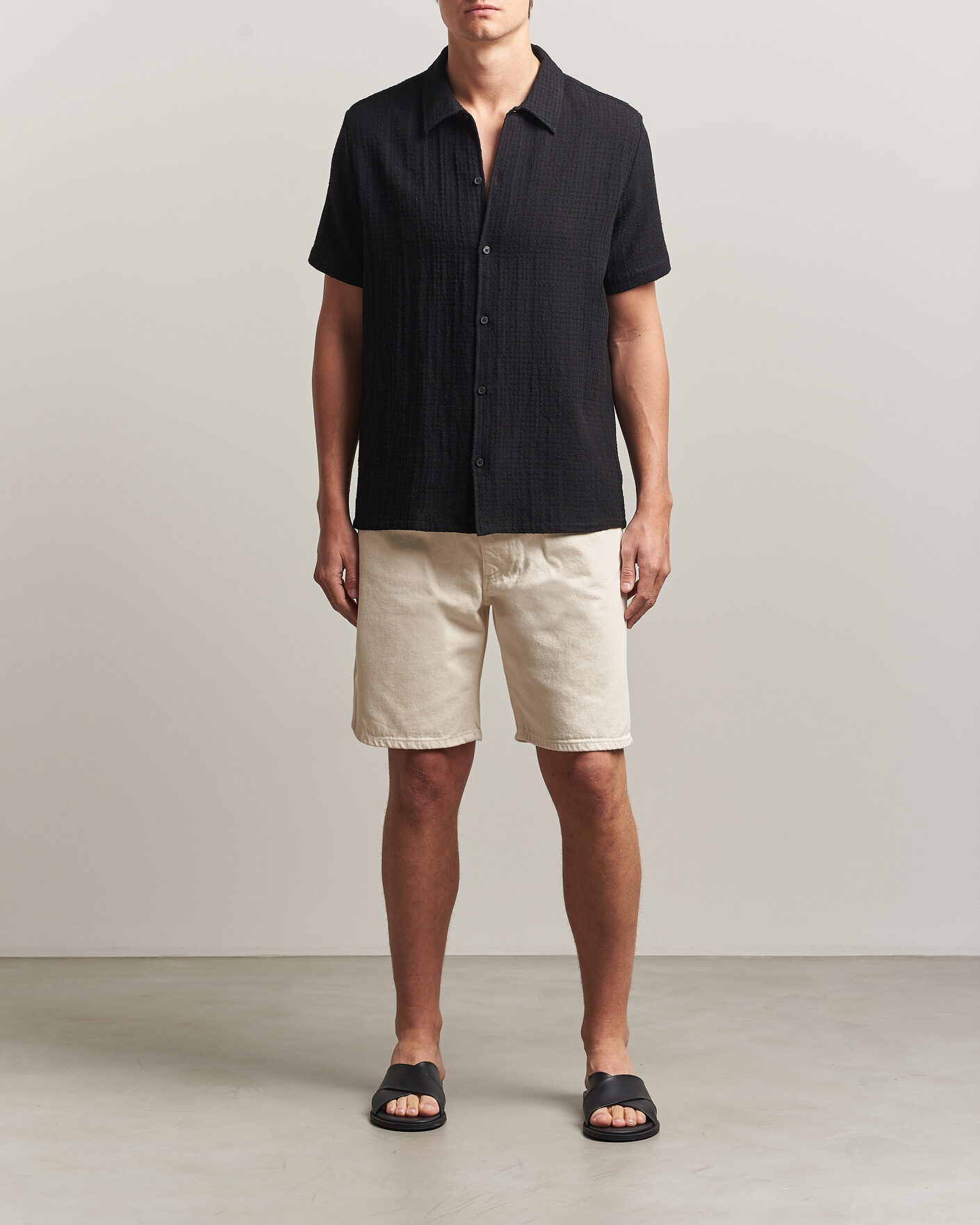 Men | Shirts | Samsøe Samsøe | Avan Structured Short Sleeve Shirt Black