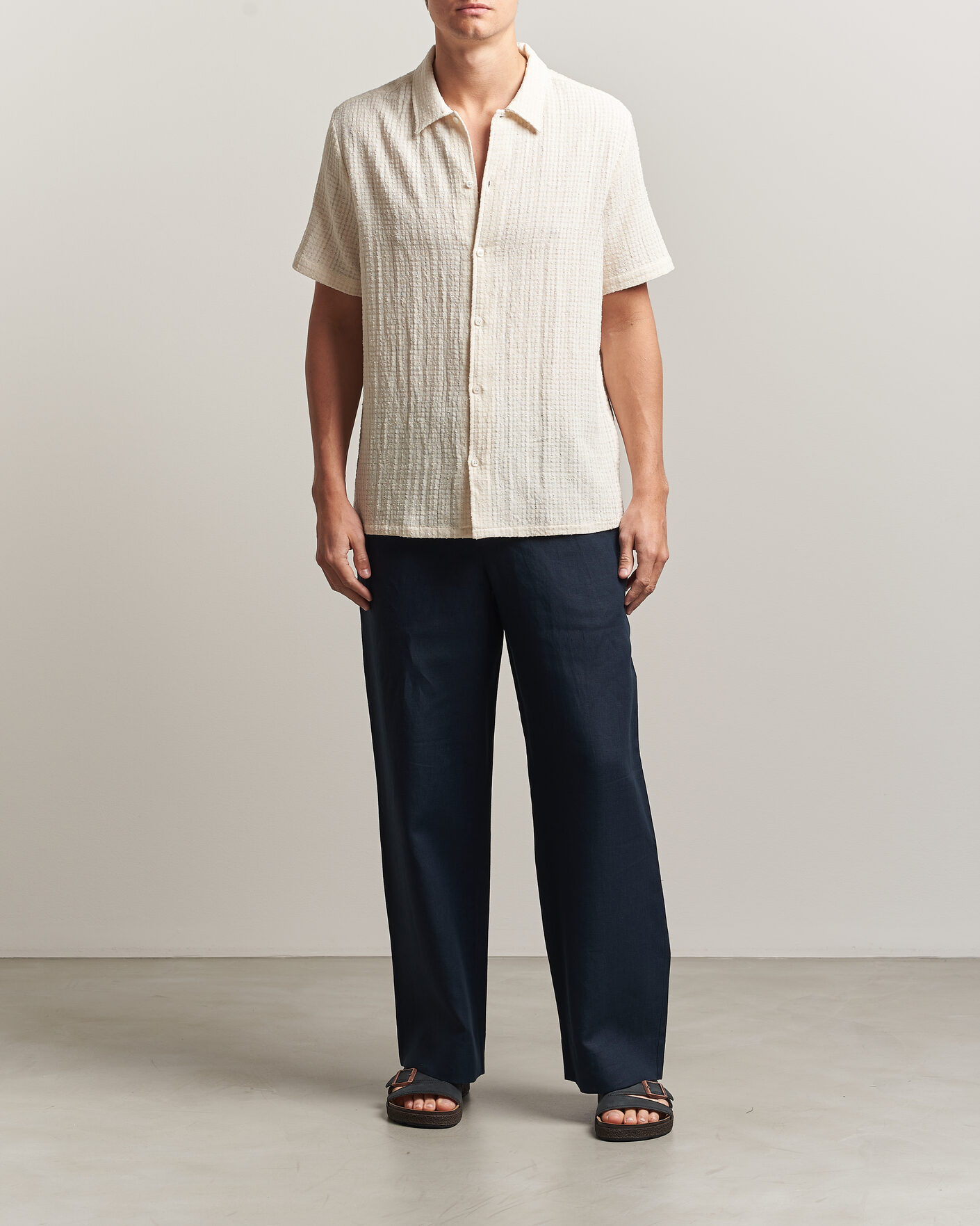 Men | Shirts | Samsøe Samsøe | Avan Structured Short Sleeve Shirt Clear Cream