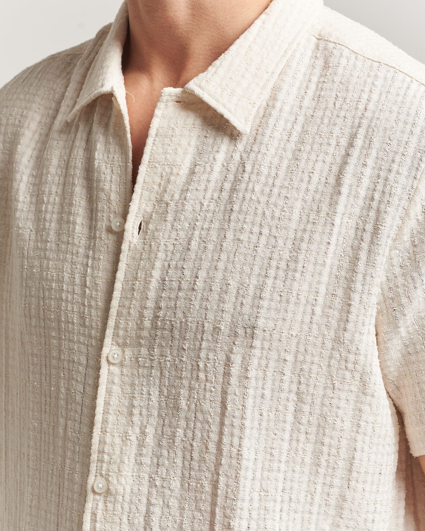 Men | Shirts | Samsøe Samsøe | Avan Structured Short Sleeve Shirt Clear Cream