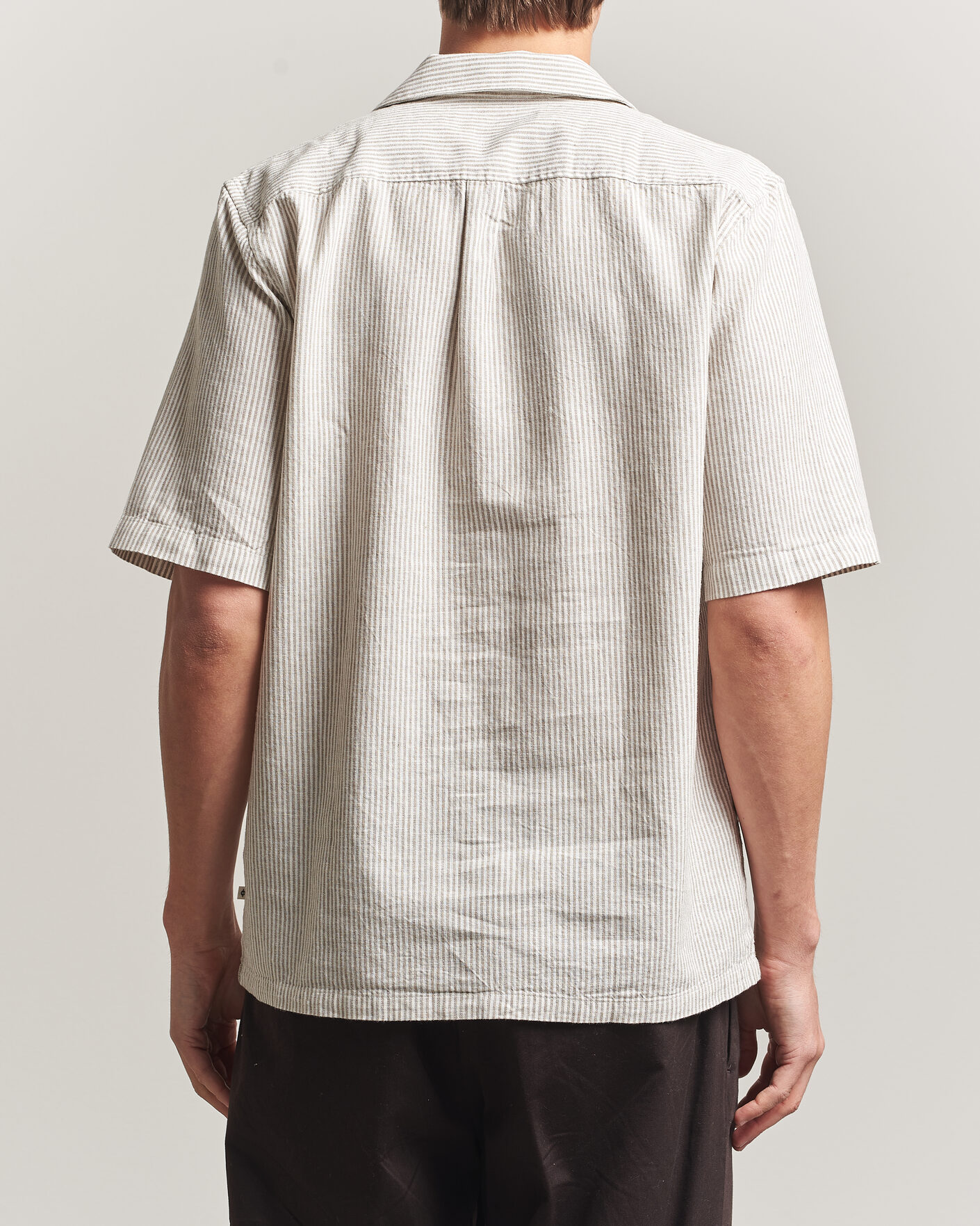 Men | Shirts | Samsøe Samsøe | Oscar Linen/Cotton Striped Short Sleeve Shirt Aluminum