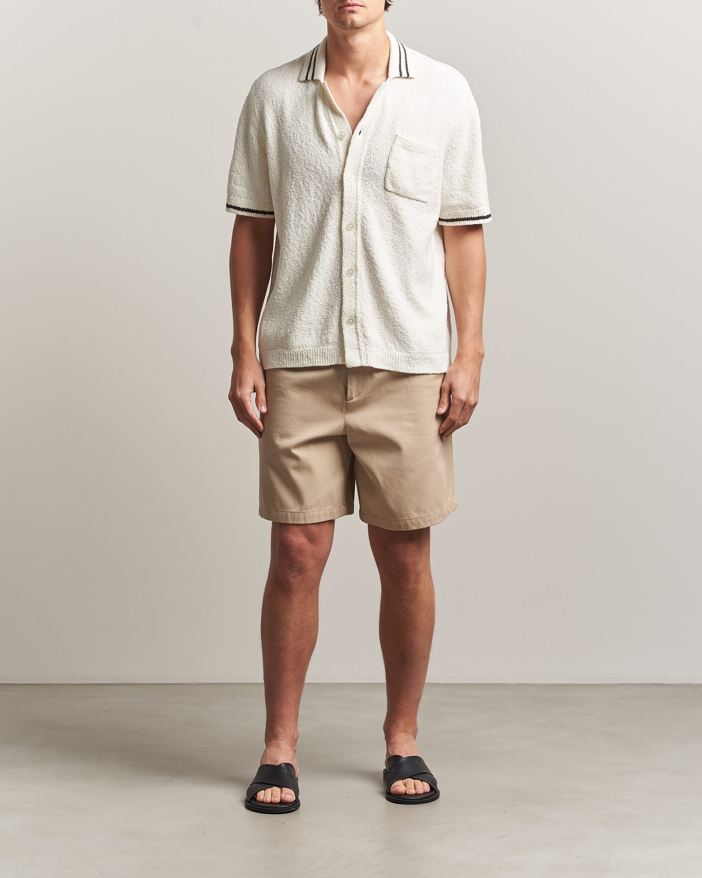 Men | Shirts | Samsøe Samsøe | Pedro Knitted Short Sleeve Shirt Clear Cream