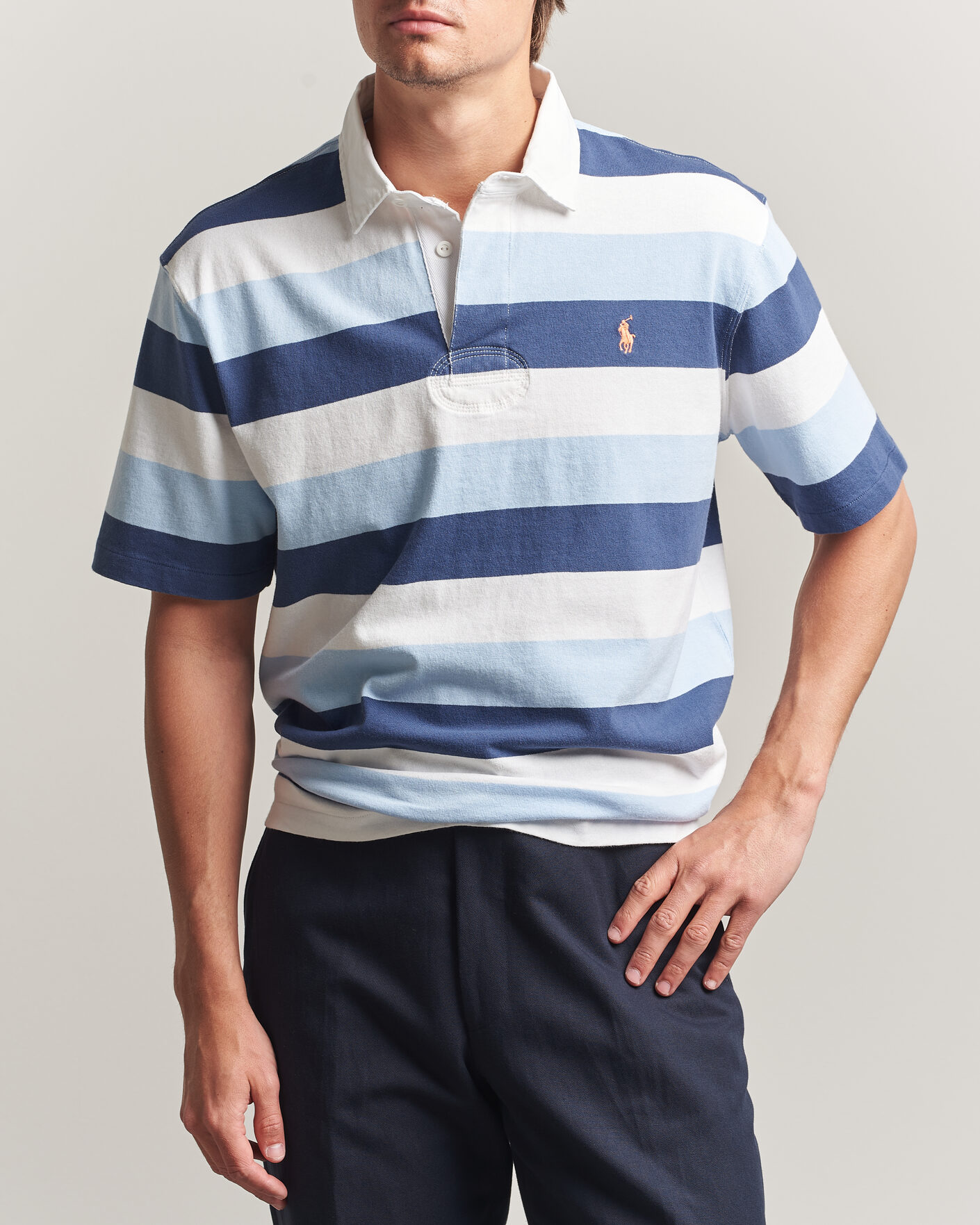 Men | Polo Shirts | Polo Ralph Lauren | Block Stripe Polo Office Blue