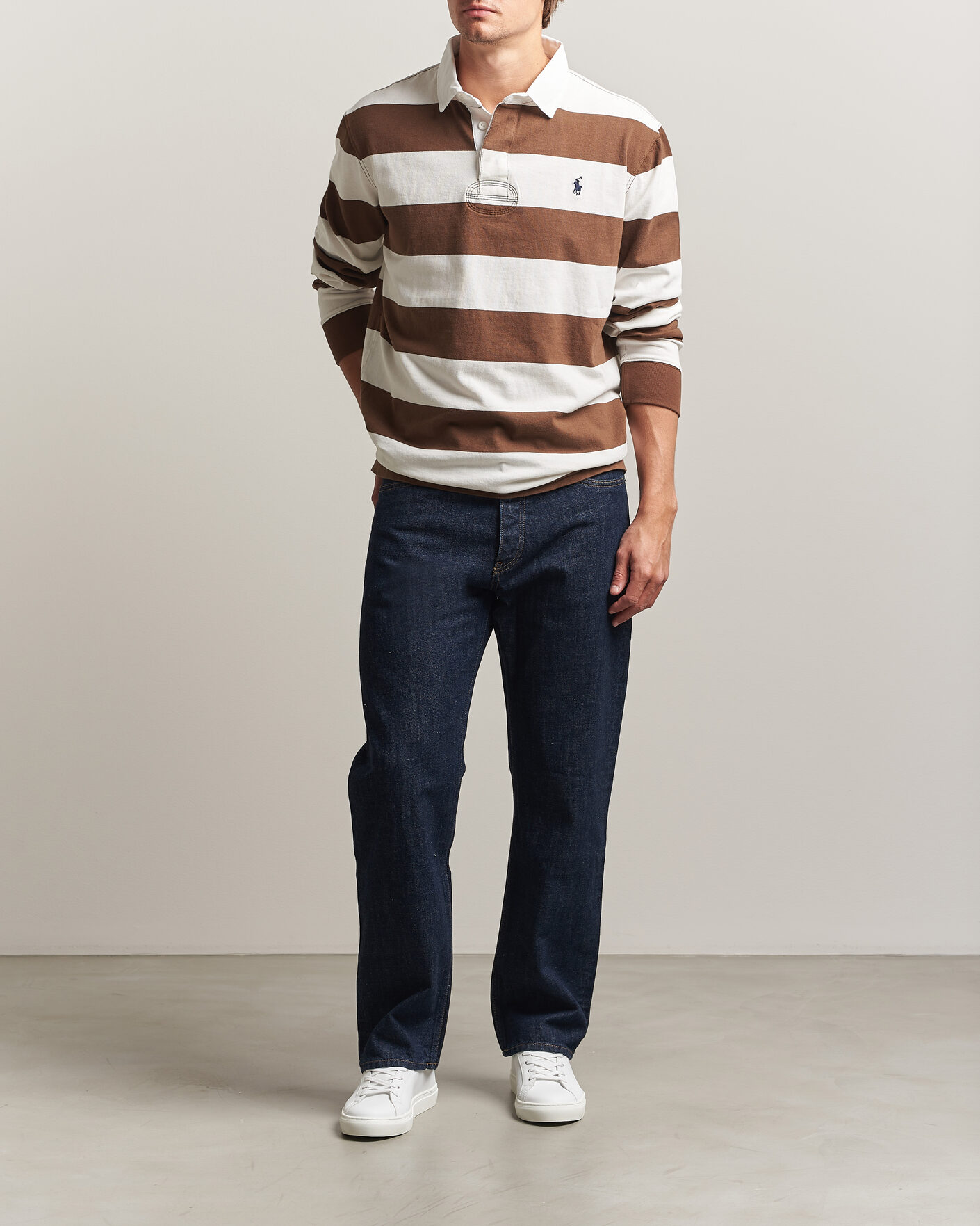 Men | Sweaters & Knitwear | Polo Ralph Lauren | Block Striped Rugby Pale Russet/Trophy Cream