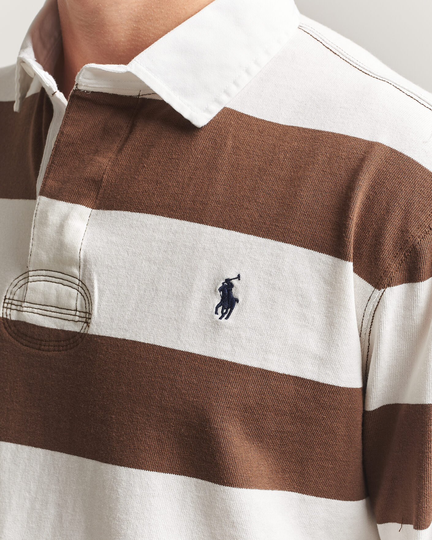 Men | Sweaters & Knitwear | Polo Ralph Lauren | Block Striped Rugby Pale Russet/Trophy Cream