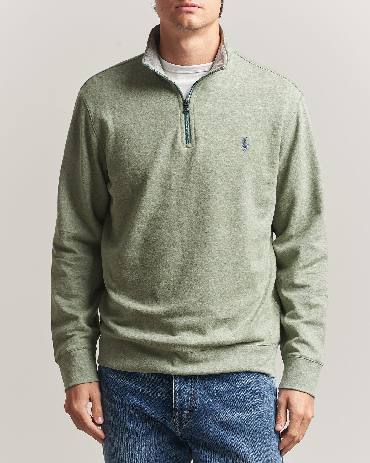 Polo Ralph Lauren Double Knit Half Zip Greenery Heather at