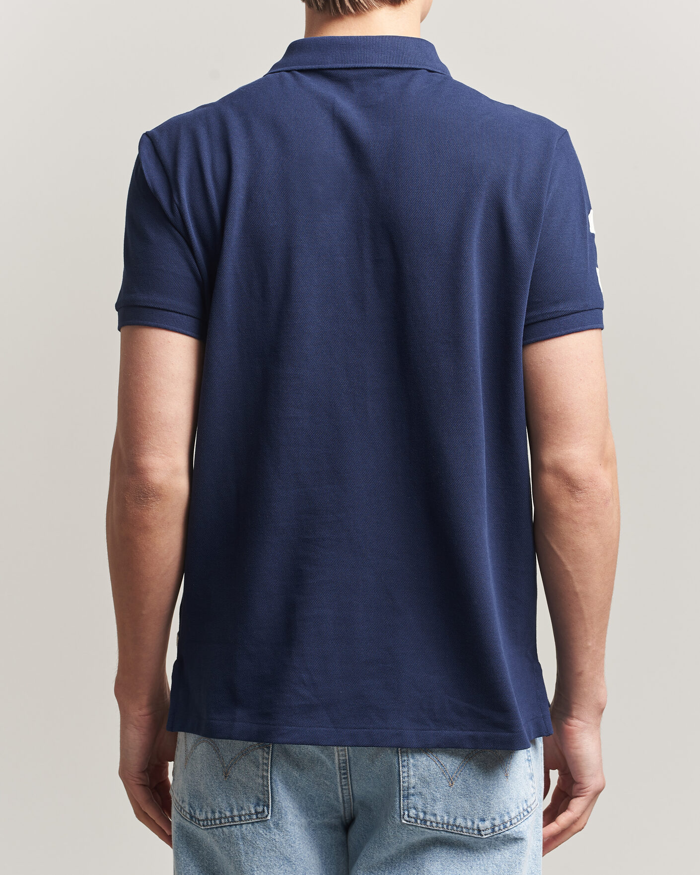 Men | Polo Shirts | Polo Ralph Lauren | Custom Slim Diagonal Stipe Polo Newport Navy/Nevis