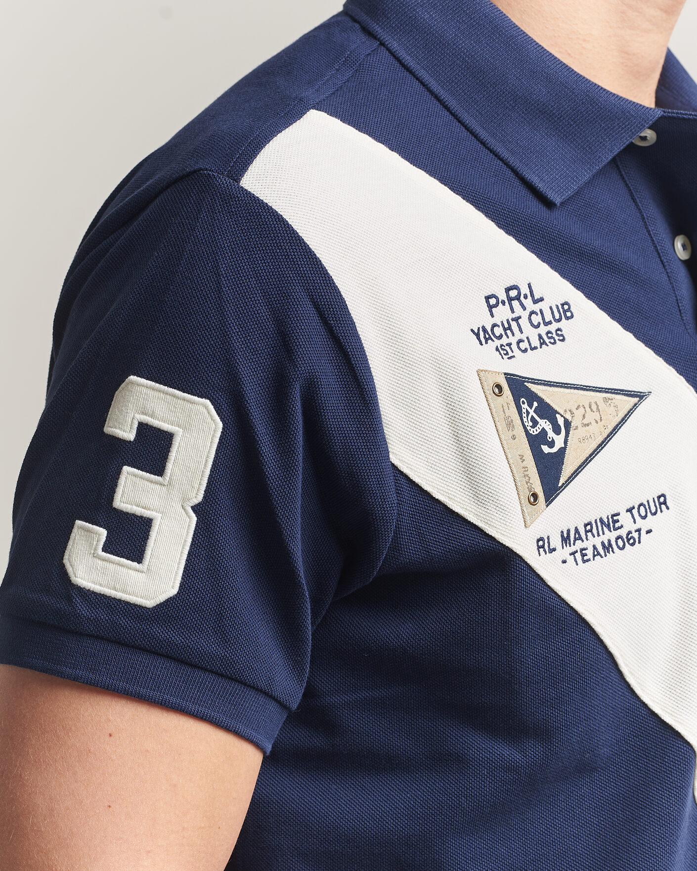 Men | Polo Shirts | Polo Ralph Lauren | Custom Slim Diagonal Stipe Polo Newport Navy/Nevis