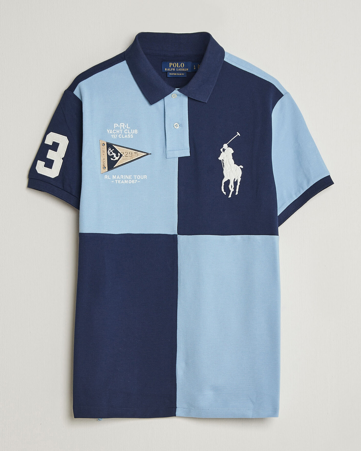Men | Polo Shirts | Polo Ralph Lauren | Custom Slim Rugby Block Polo NPT Navy/Powder Blue