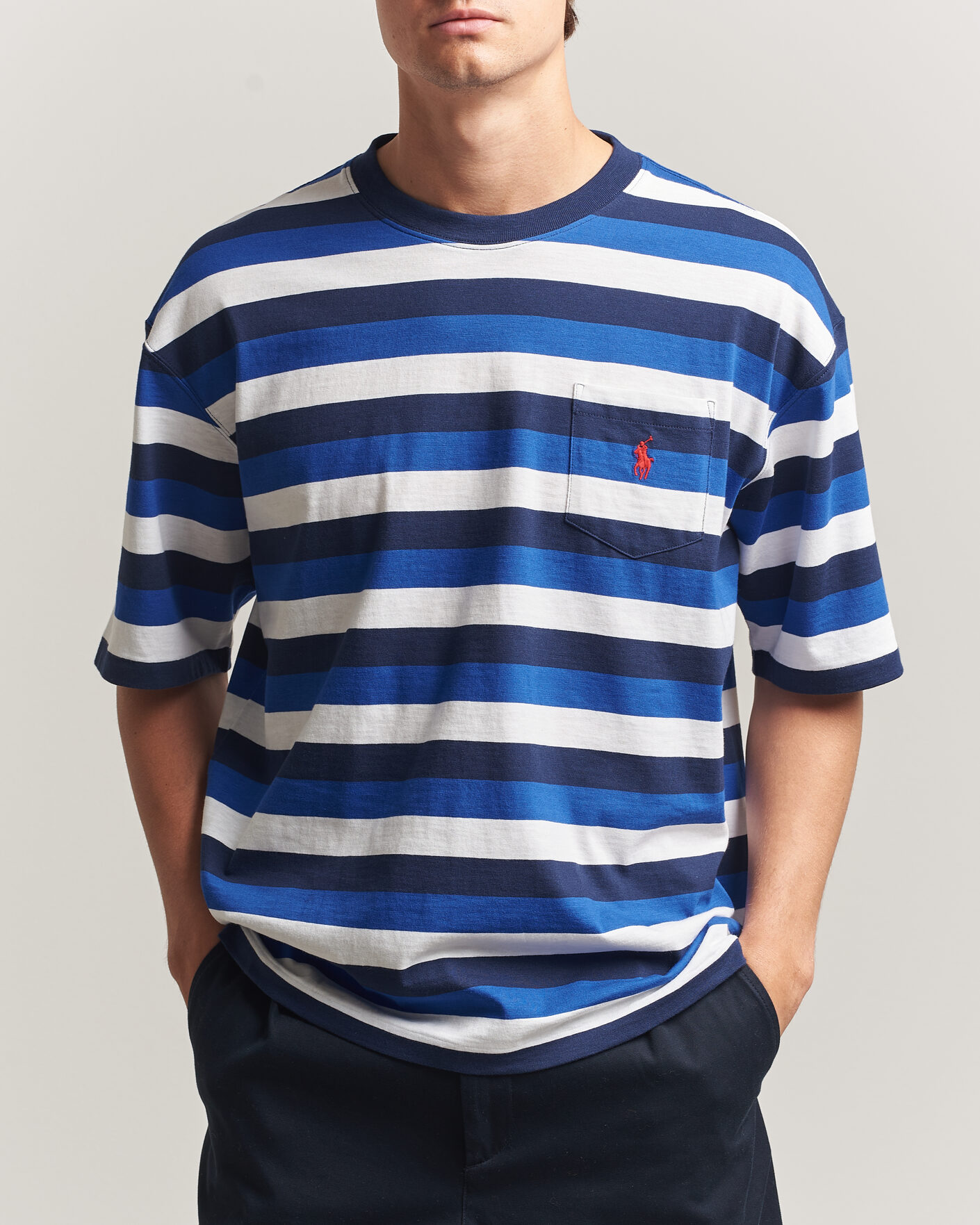 Men | T-Shirts | Polo Ralph Lauren | Striped Pocket Tee Newport Navy Multi