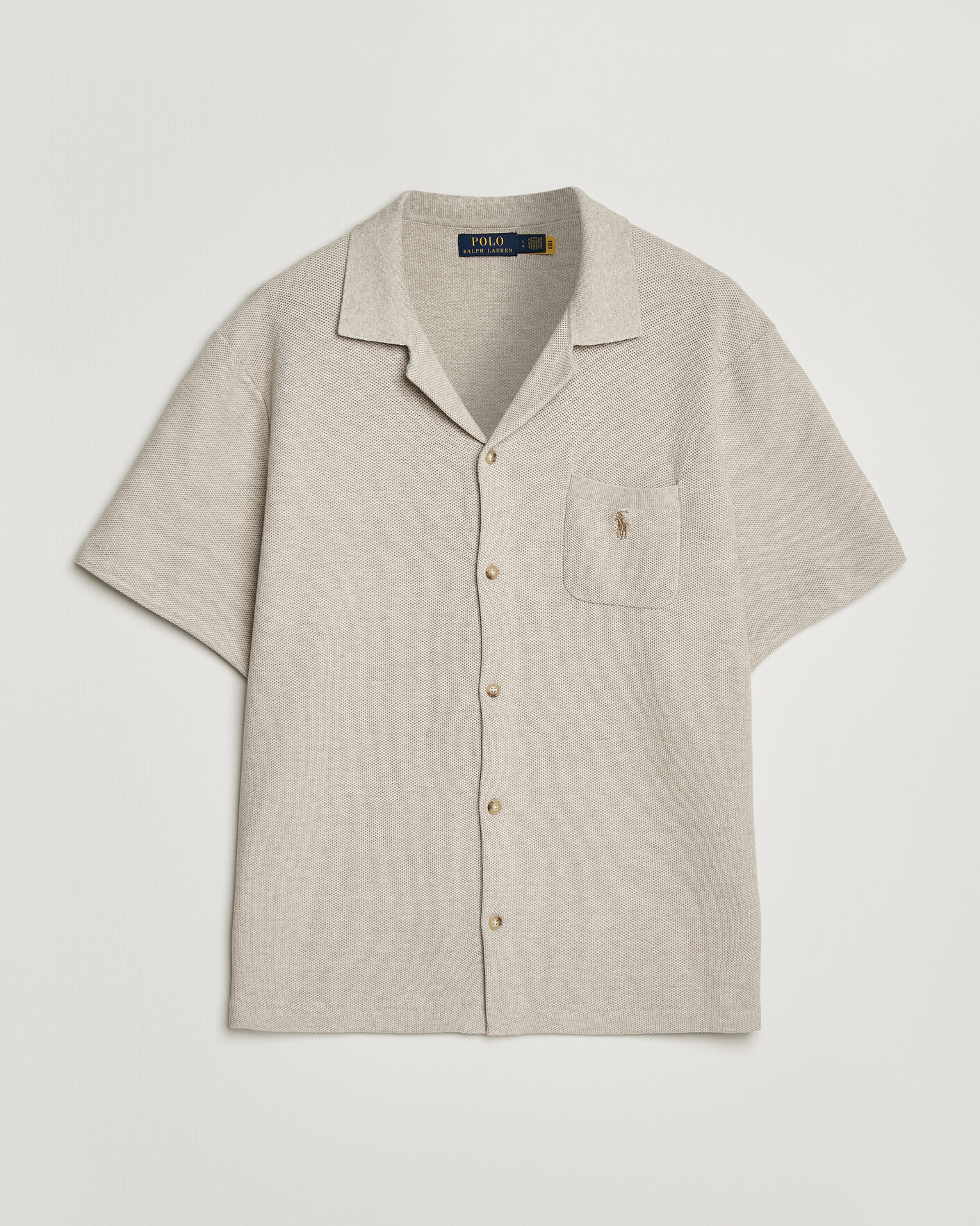 Men | Shirts | Polo Ralph Lauren | Textured Camp Collar Cardigan Light Walnut Brown
