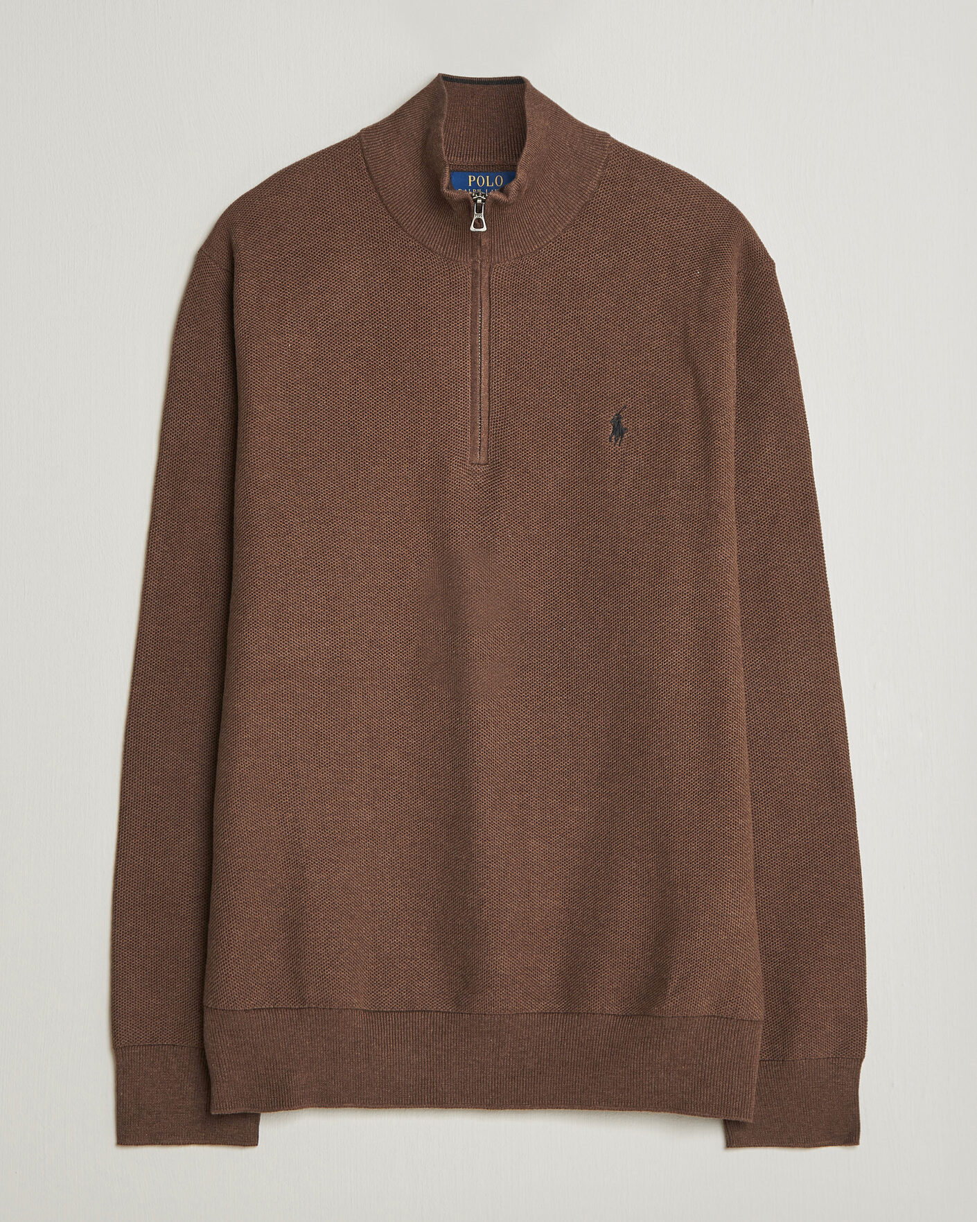 Men | Sweaters & Knitwear | Polo Ralph Lauren | Textued Half-Zip Nutmeg Brown Heather