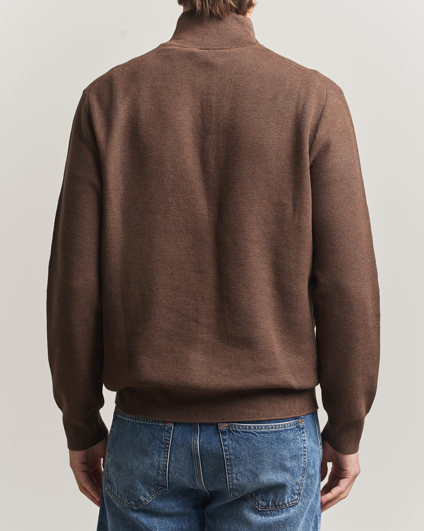 Men | Sweaters & Knitwear | Polo Ralph Lauren | Textued Half-Zip Nutmeg Brown Heather