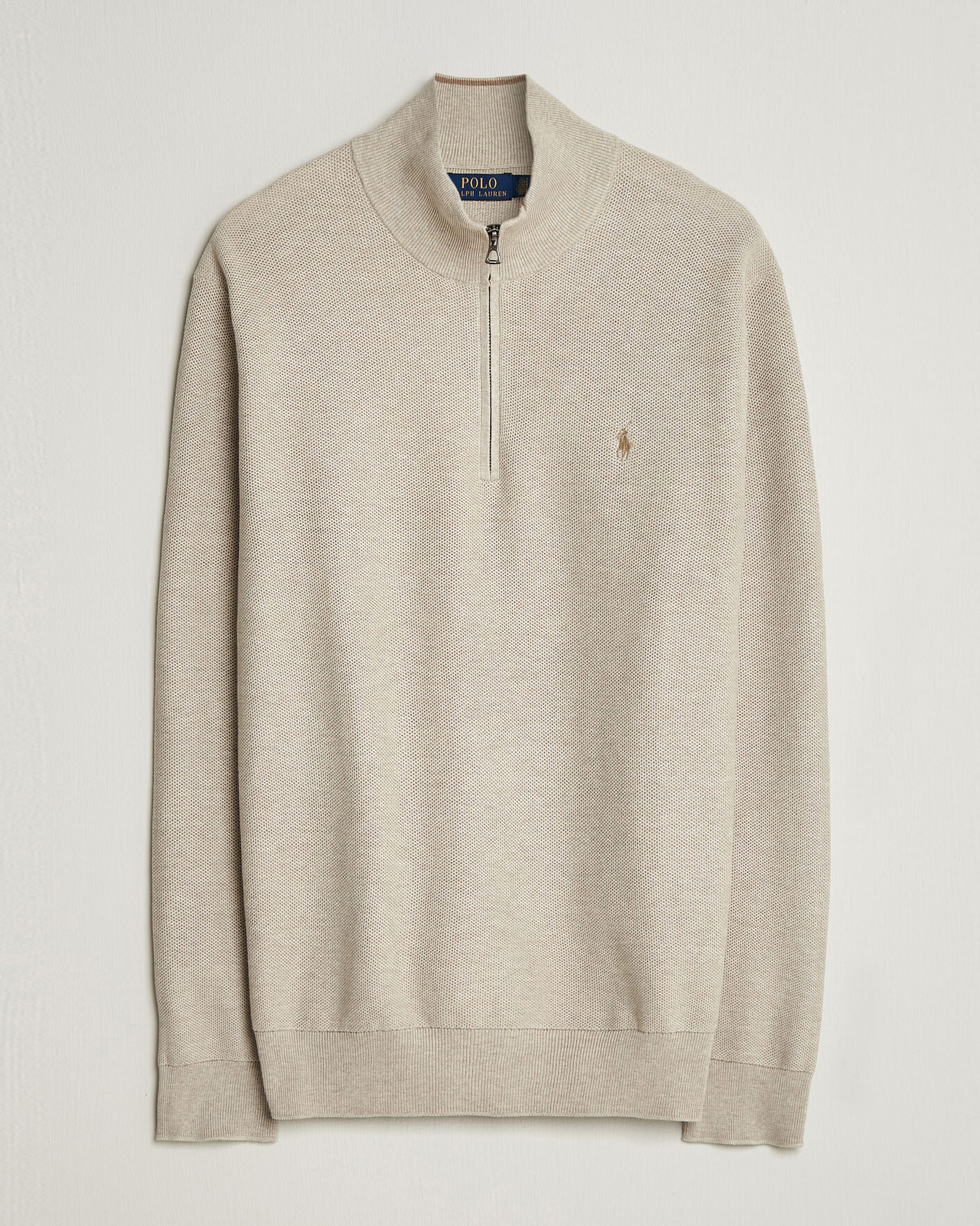 Men | Sweaters & Knitwear | Polo Ralph Lauren | Textued Half-Zip Light Walnut Brown Heather