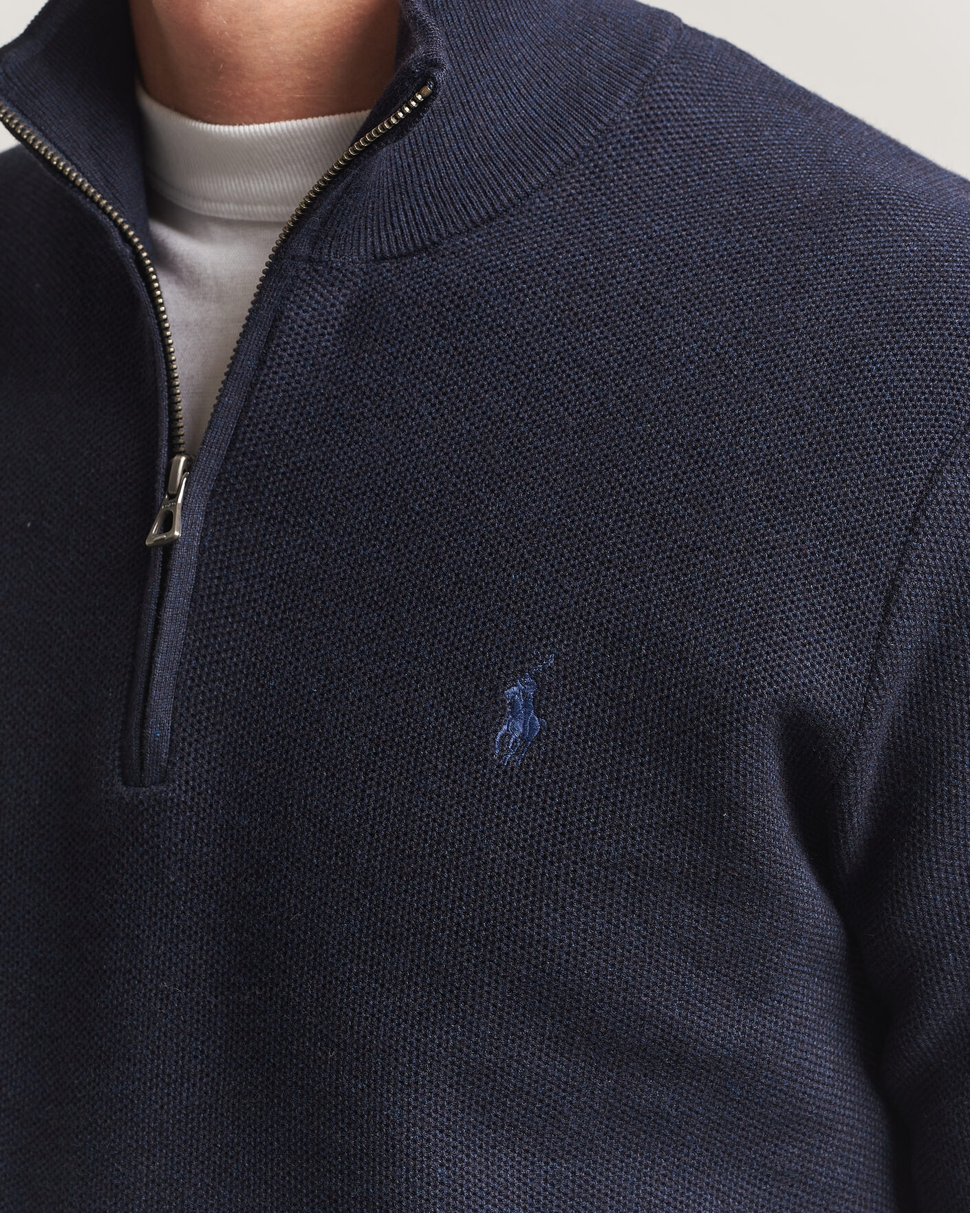 Men | Sweaters & Knitwear | Polo Ralph Lauren | Textured Half-Zip Navy Heather
