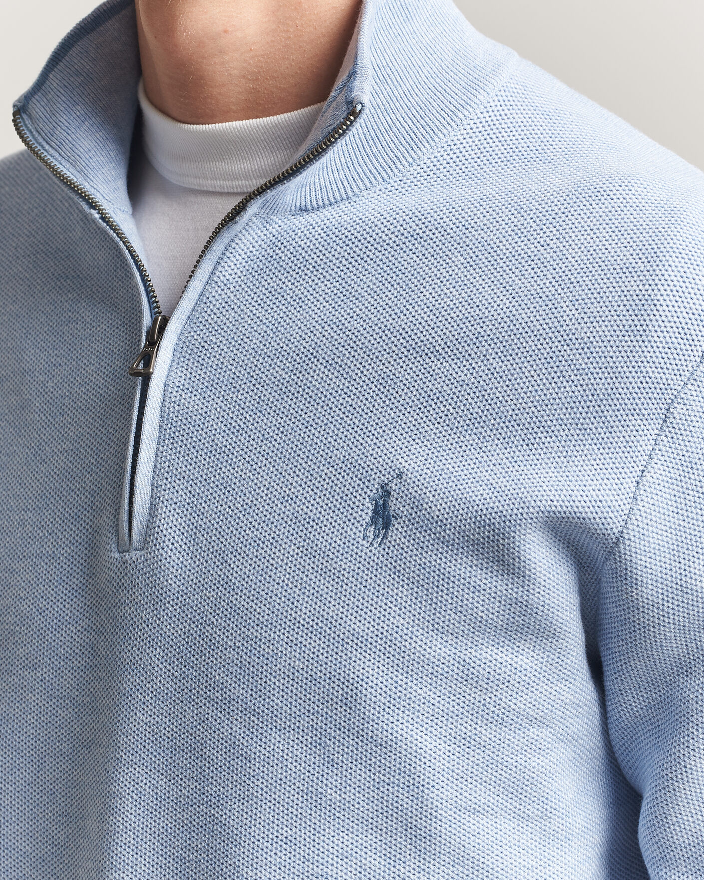 Men | Sweaters & Knitwear | Polo Ralph Lauren | Textued Half-Zip Blue Hyacinth Heather