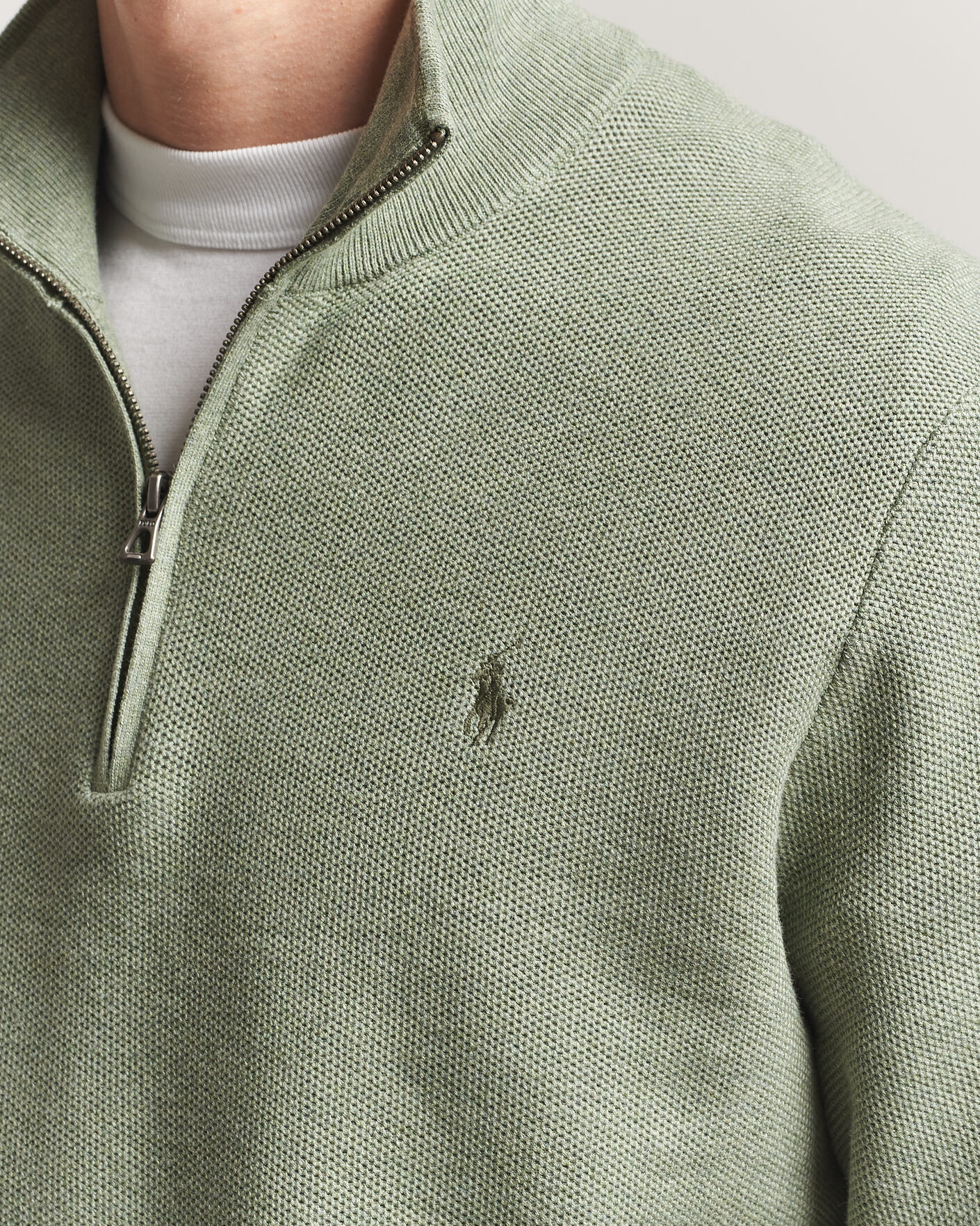 Men | Sweaters & Knitwear | Polo Ralph Lauren | Textued Half-Zip Fern Green Heather