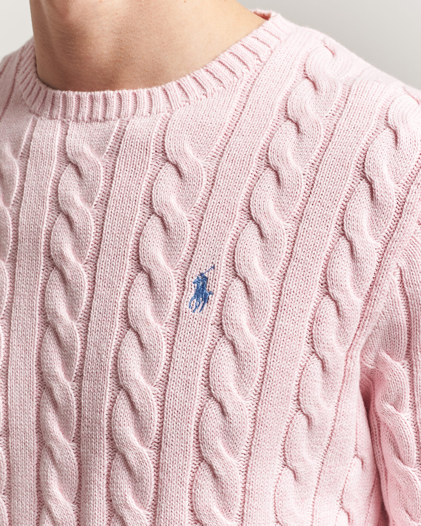 Men | Sweaters & Knitwear | Polo Ralph Lauren | Cotton Cable Pullover Ballet Pink Heather