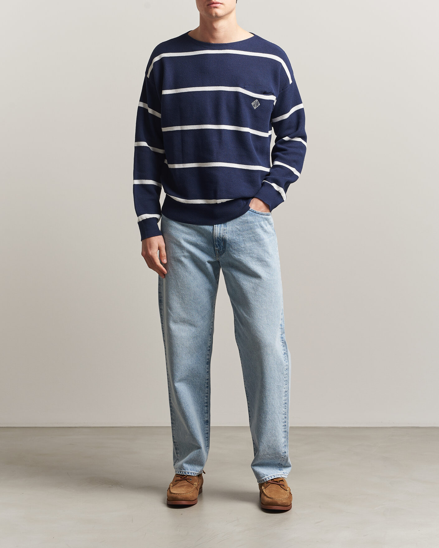 Men | Sweaters & Knitwear | Polo Ralph Lauren | Striped Boat Neck Sweater Navy Combo