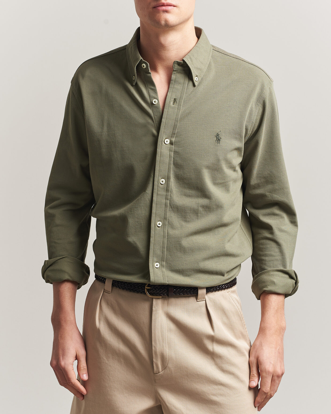 Men | Shirts | Polo Ralph Lauren | Featherweight Mesh Shirt Cruise Olive