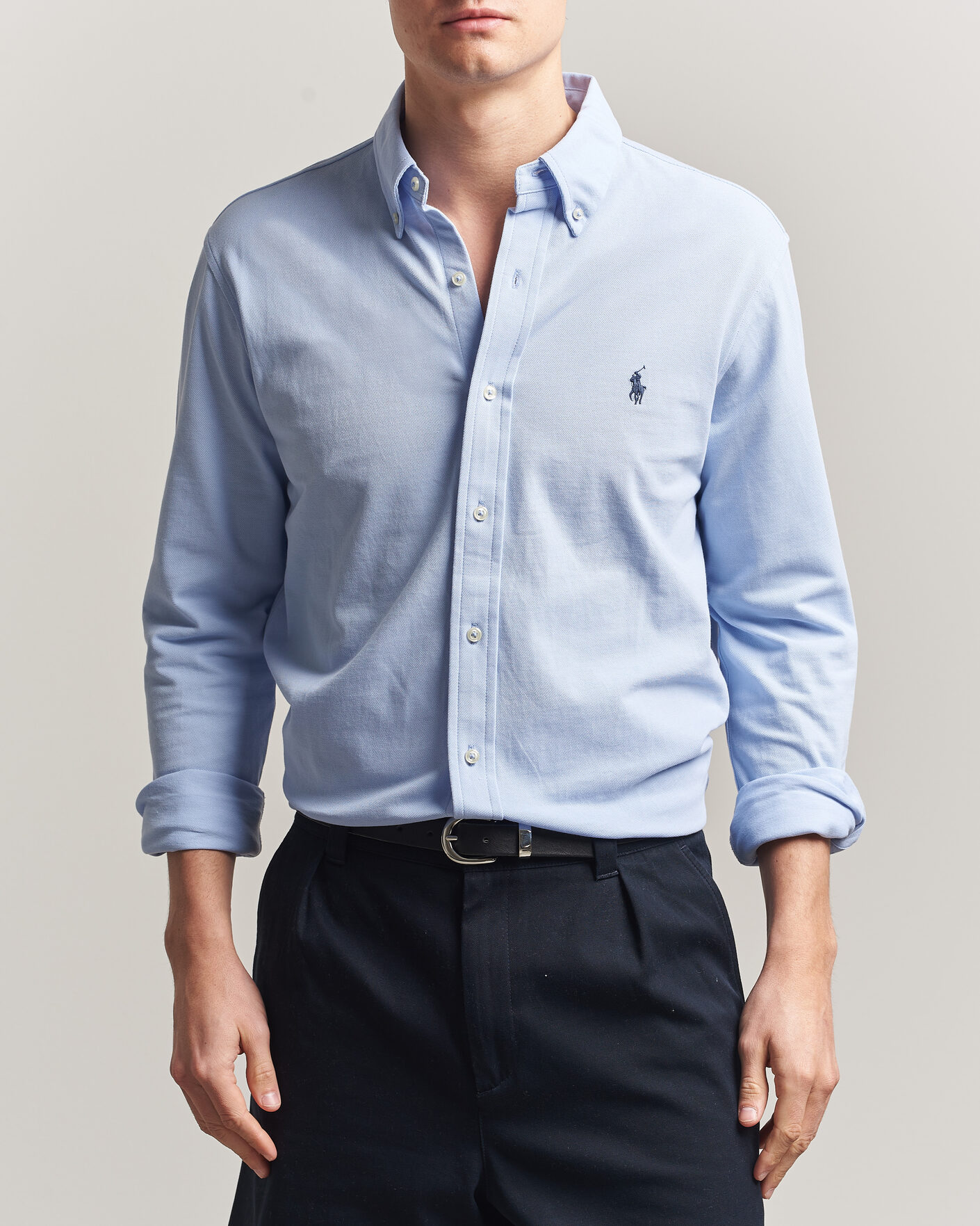 Men | Shirts | Polo Ralph Lauren | Featherweight Mesh Shirt Pebble Blue