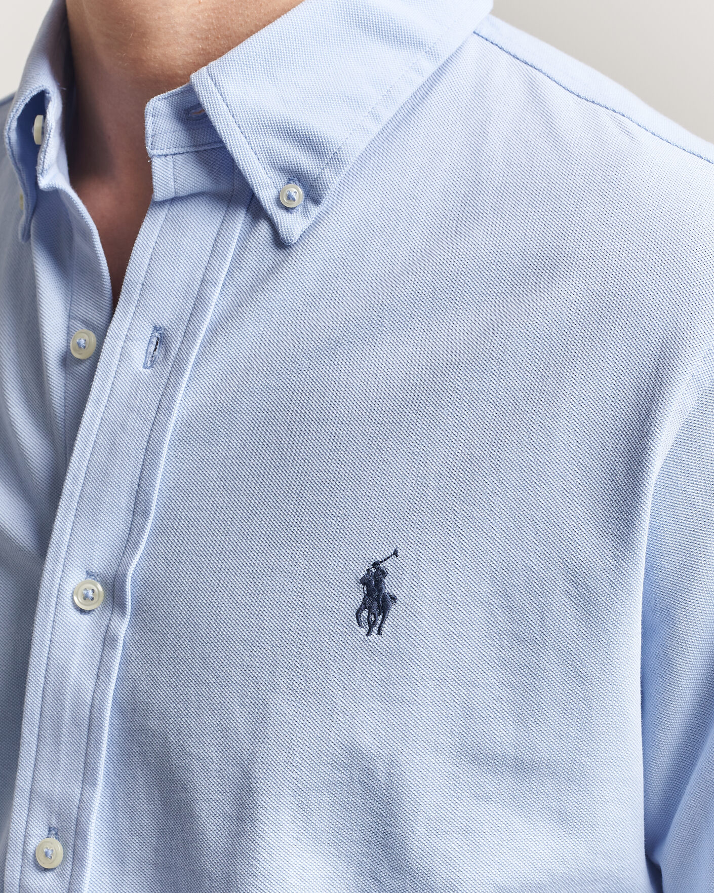 Men | Shirts | Polo Ralph Lauren | Featherweight Mesh Shirt Pebble Blue