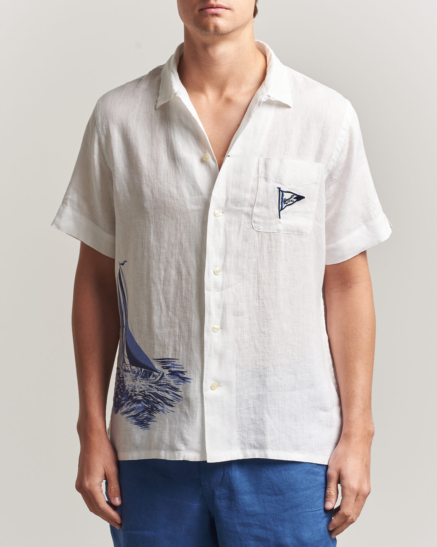 Men | Shirts | Polo Ralph Lauren | Linen Camp Shirt Vintage Nautical Sail