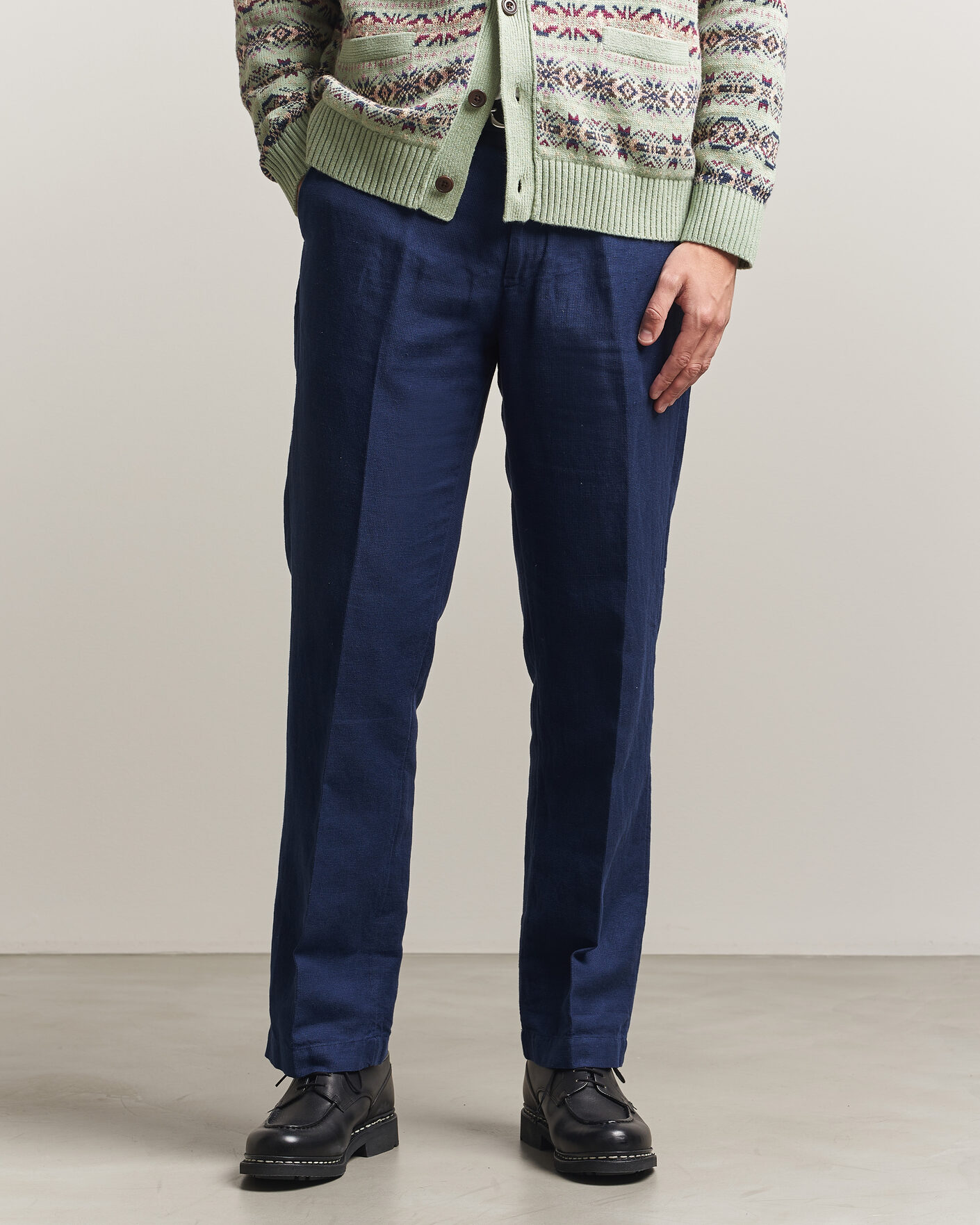 Men | Trousers | Polo Ralph Lauren | Cotton/Linen Houndstooth Pants Newport Navy