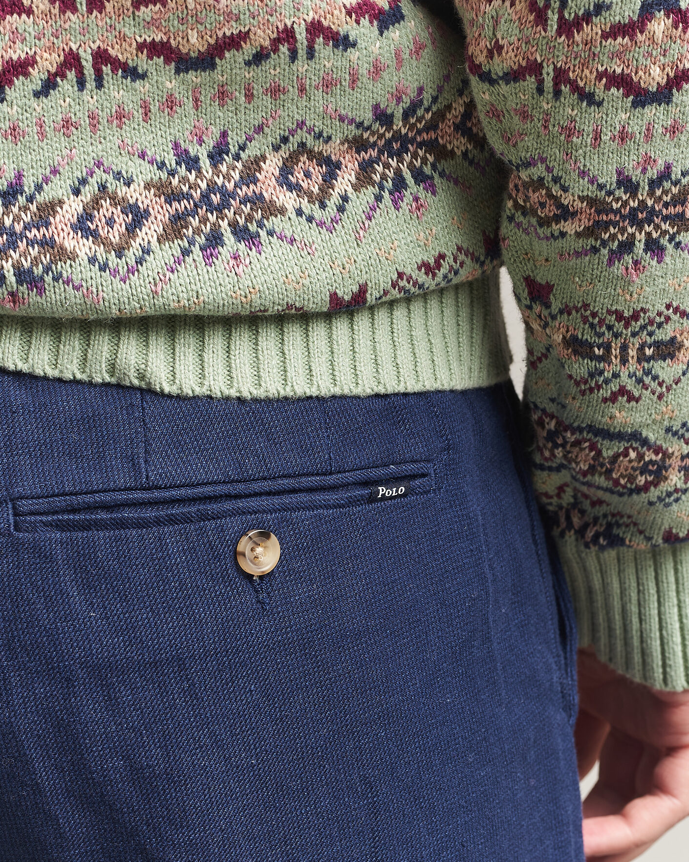 Men | Trousers | Polo Ralph Lauren | Cotton/Linen Houndstooth Pants Newport Navy