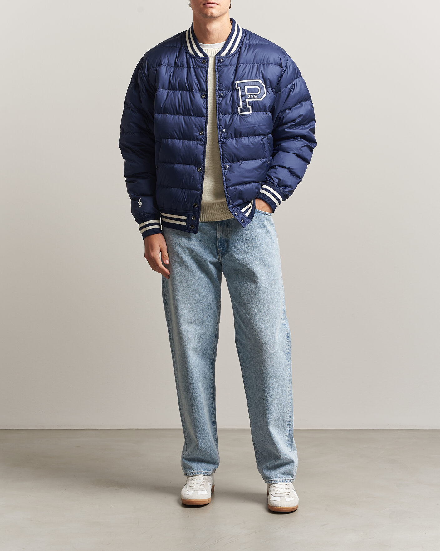 Men | Coats & Jackets | Polo Ralph Lauren | Quilted Letterman Jacket Newport Navy
