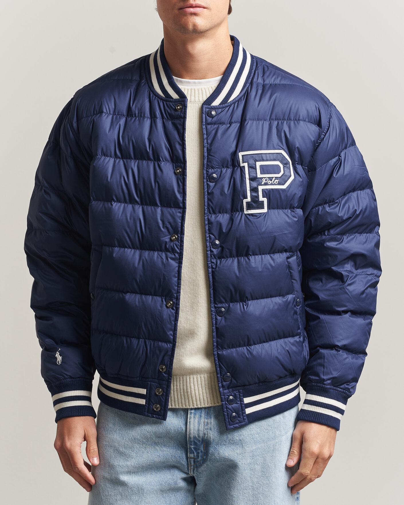 Men | Coats & Jackets | Polo Ralph Lauren | Quilted Letterman Jacket Newport Navy