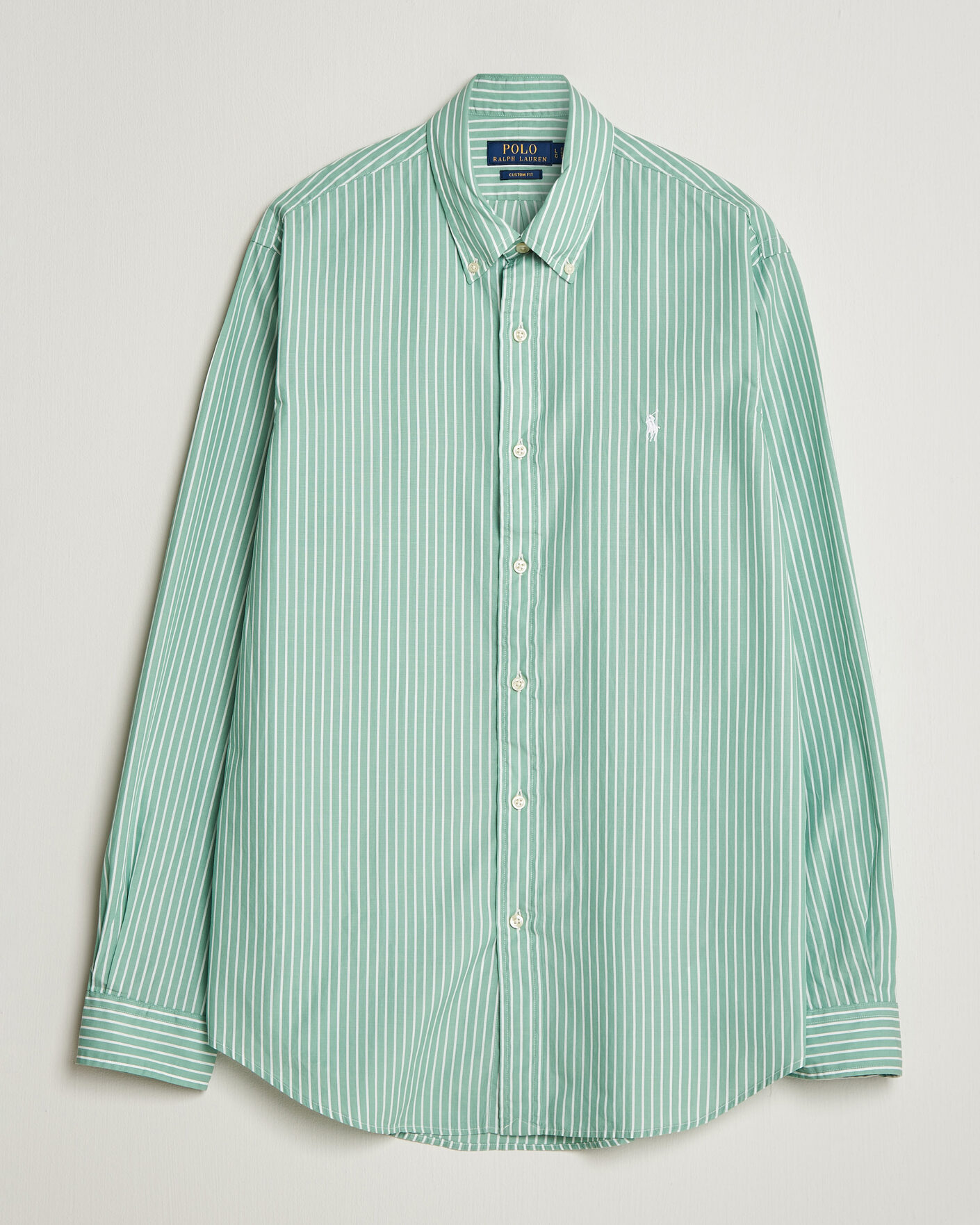 Men | Shirts | Polo Ralph Lauren | Custom Fit Stripe Poplin Shirt Faded Mint