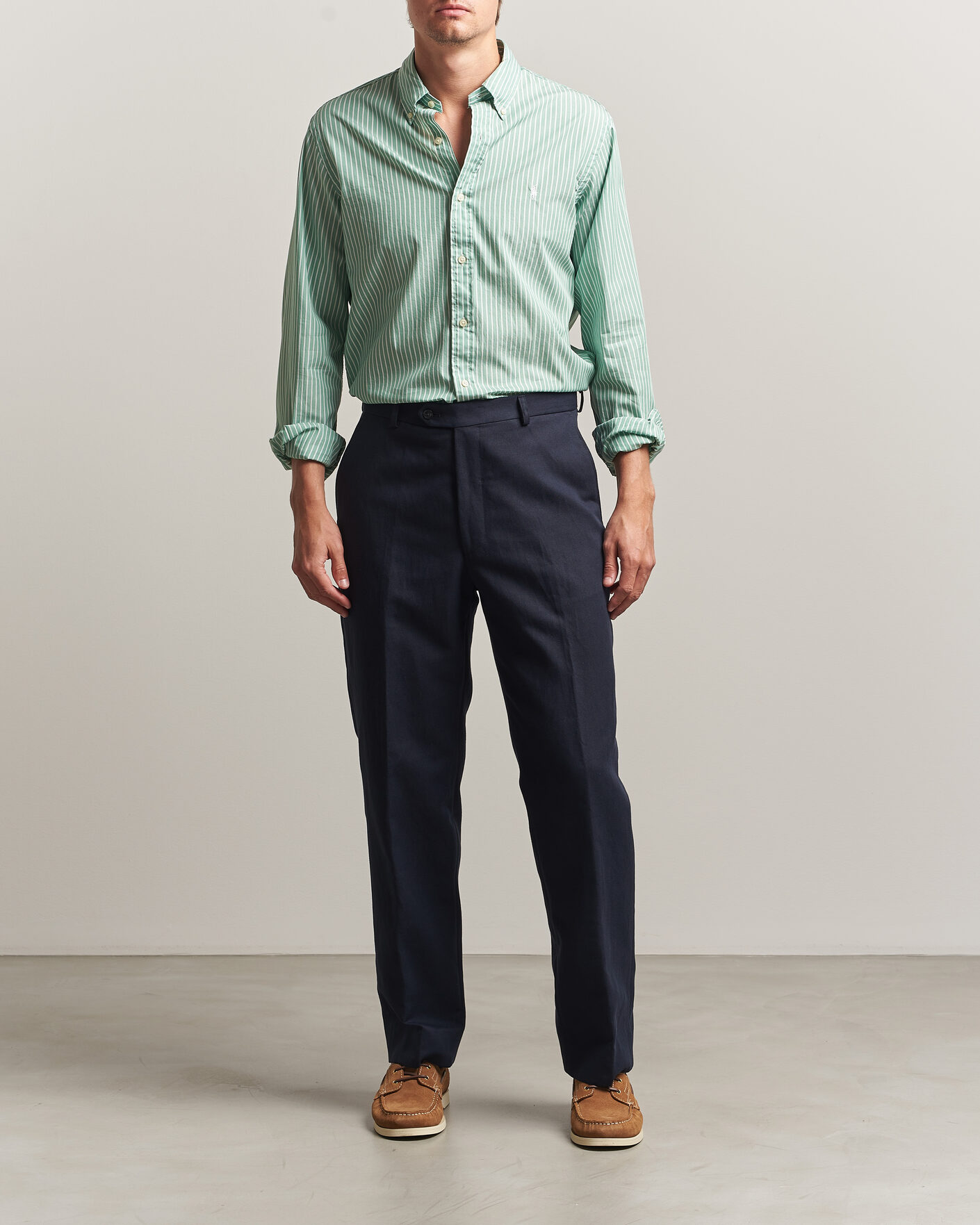 Men | Shirts | Polo Ralph Lauren | Custom Fit Stripe Poplin Shirt Faded Mint