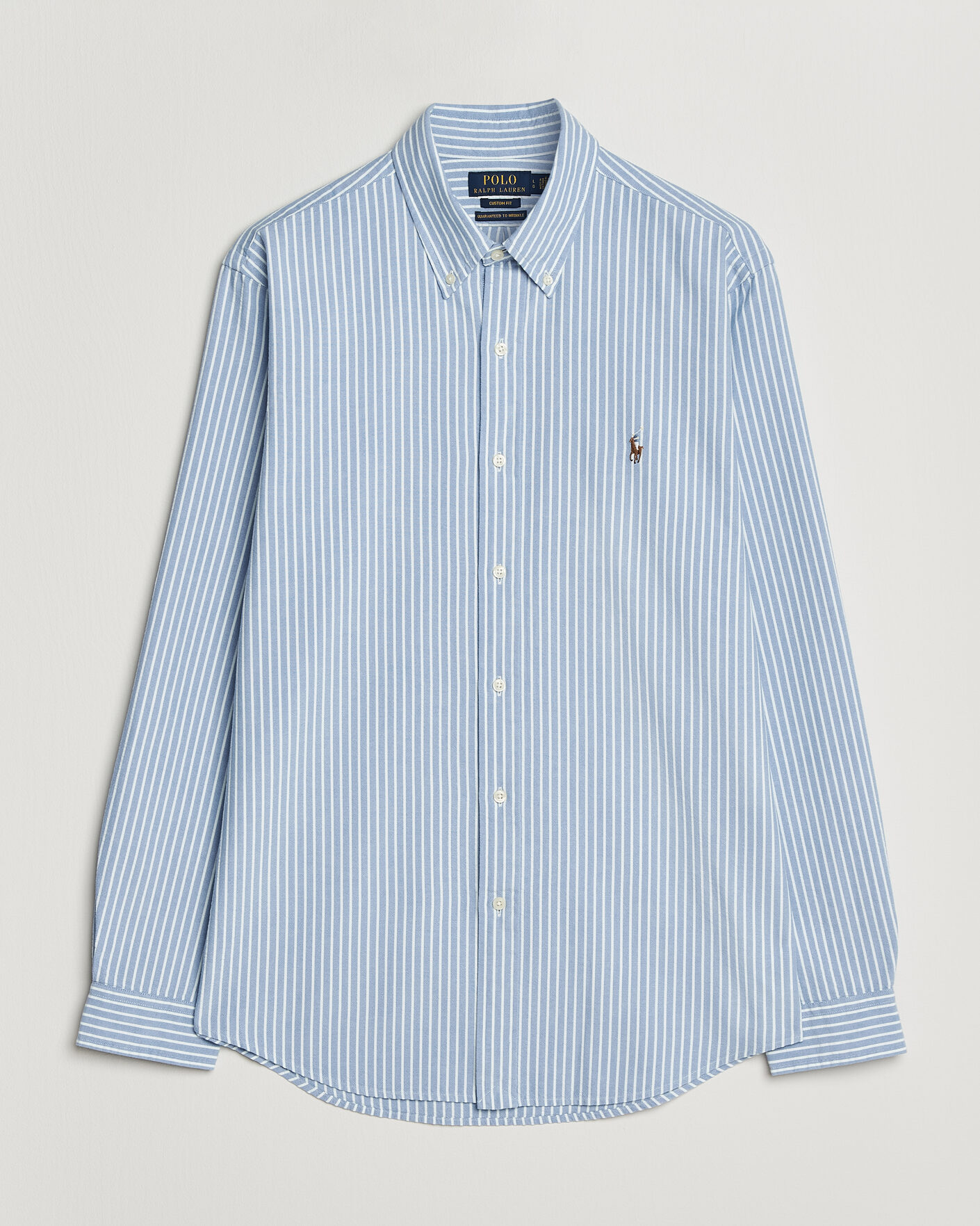 Men | Shirts | Polo Ralph Lauren | Custom Fit Seersucker/Oxford Stripe Shirt Blue