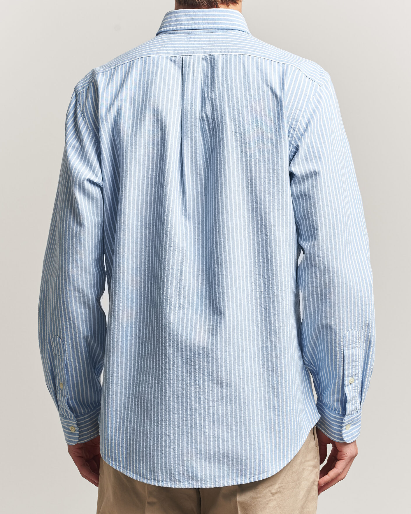 Men | Shirts | Polo Ralph Lauren | Custom Fit Seersucker/Oxford Stripe Shirt Blue