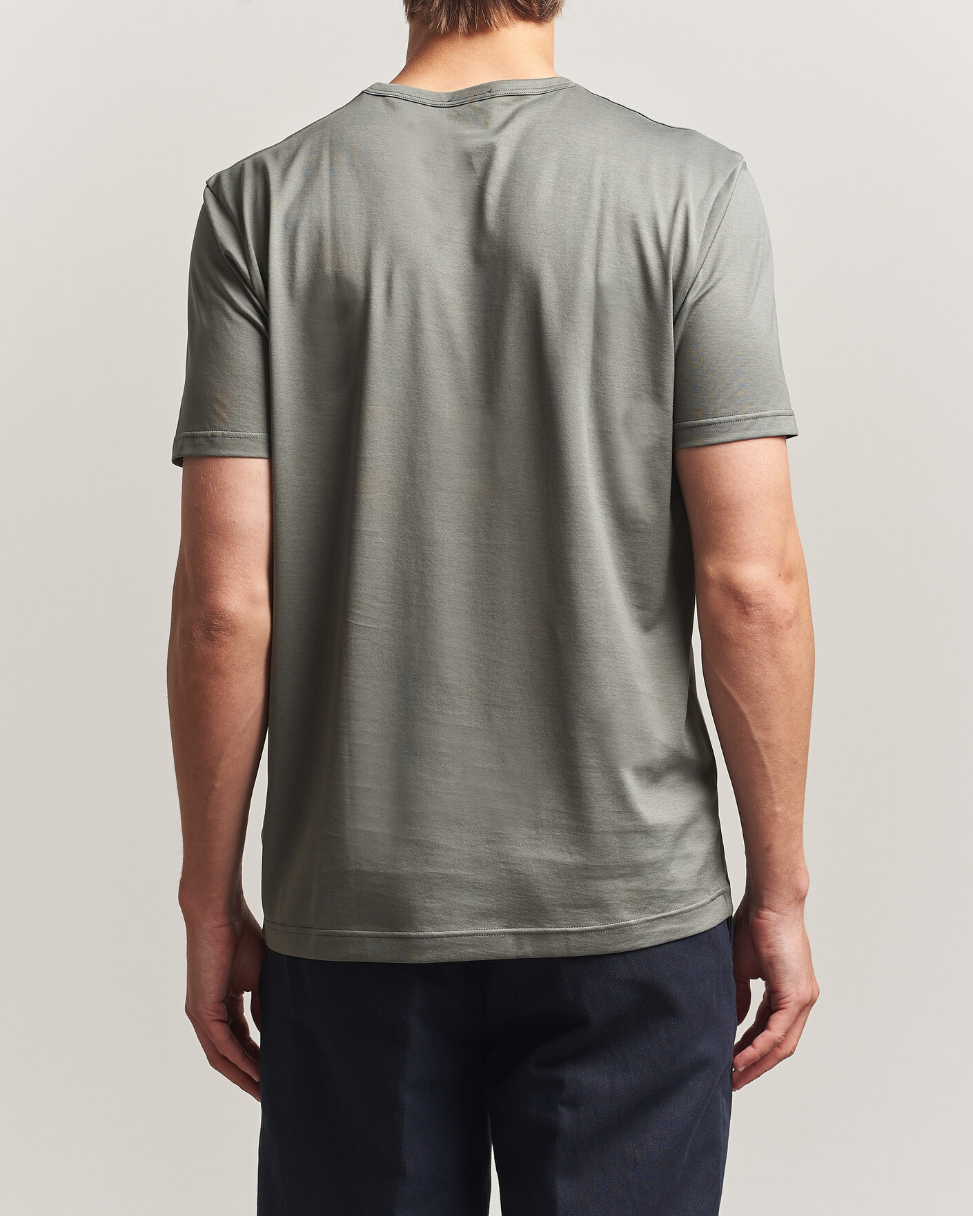 Men | T-Shirts | Sunspel | Crew Neck Q82 Cotton T-Shirt Fossil Grey