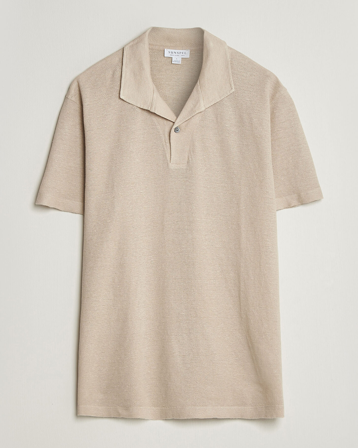 Men | Polo Shirts | Sunspel | Linen Pique Polo Hazelwood