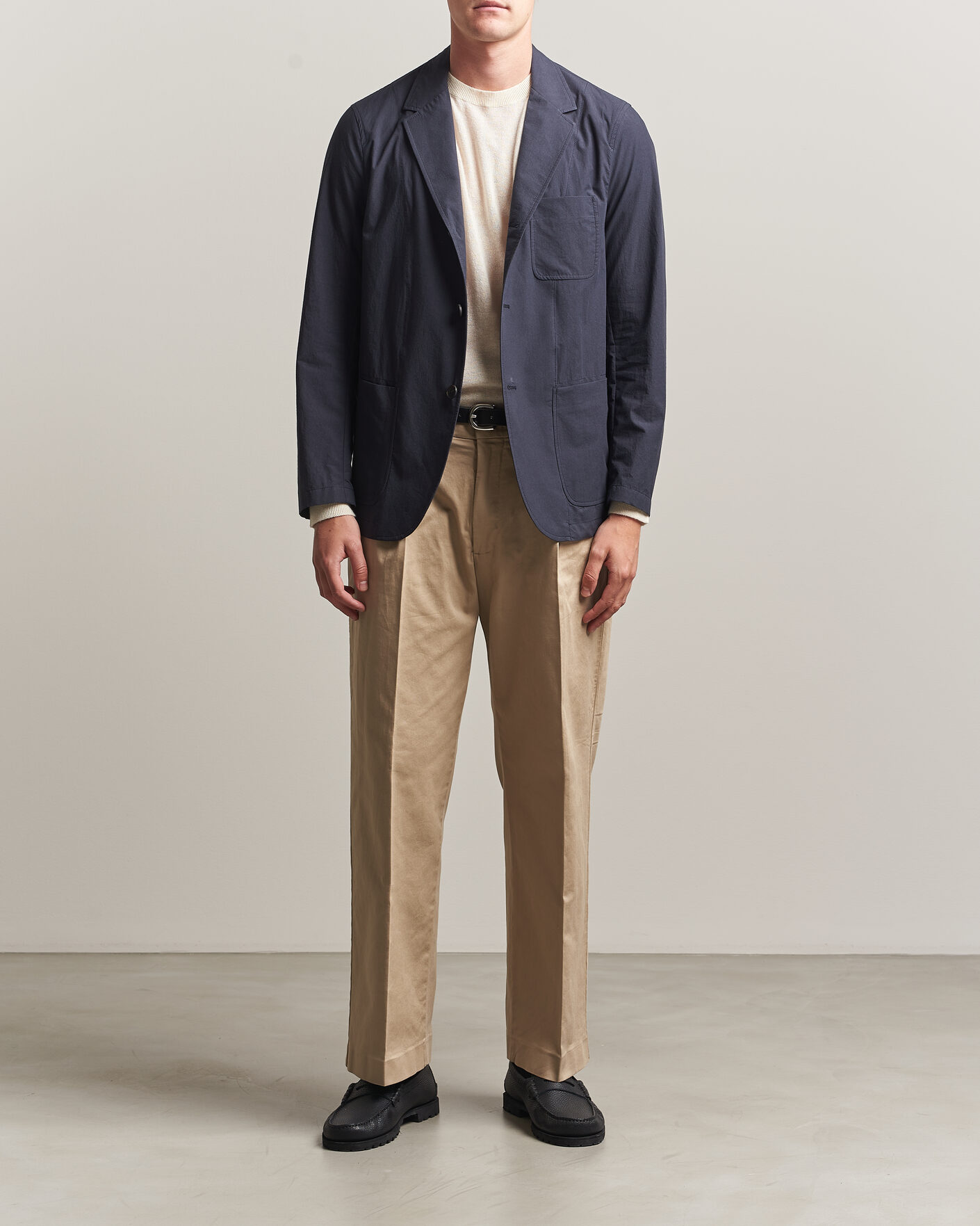 Men | Blazers | Sunspel | Lightweight Poplin Jacket Blazer Navy