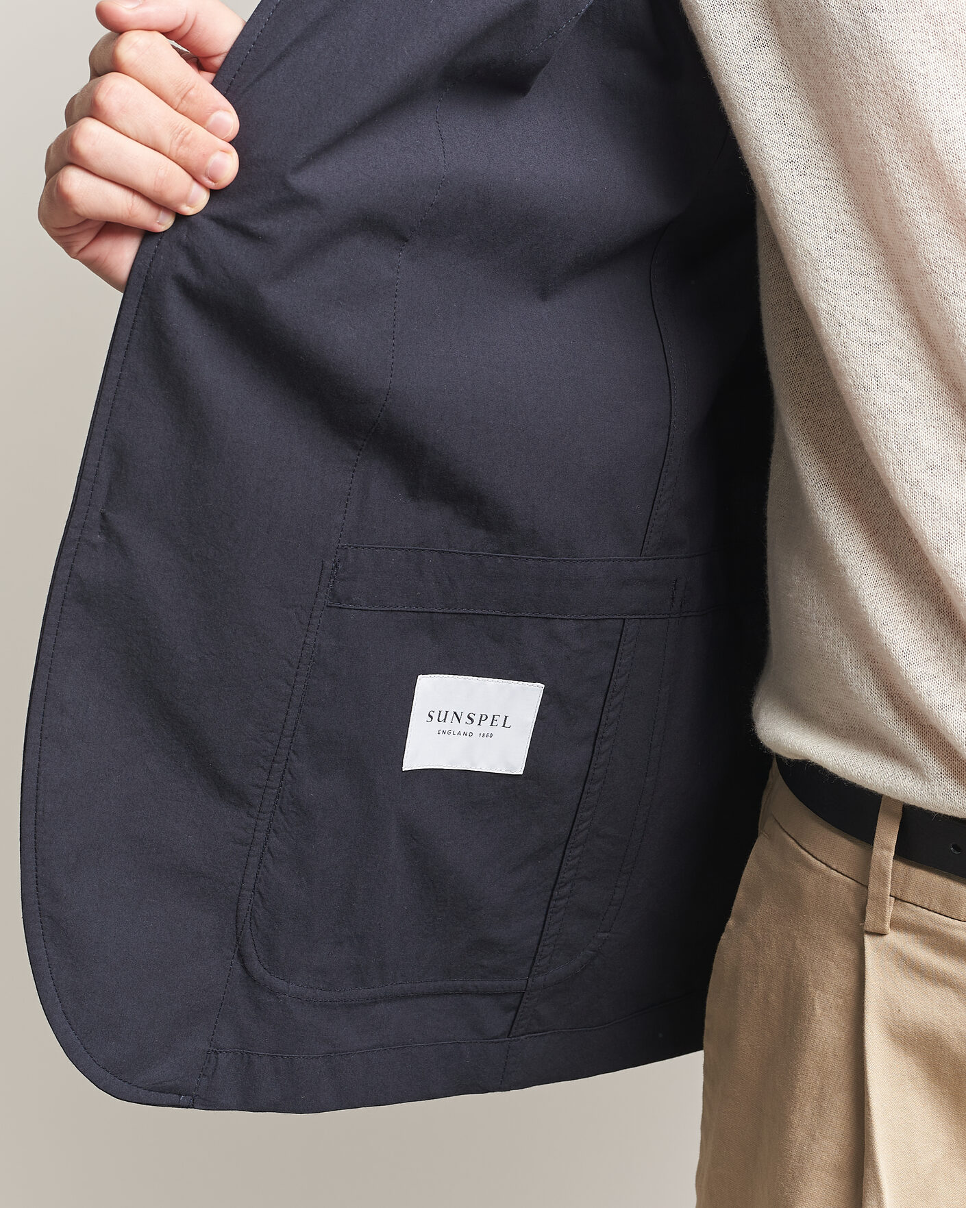 Men | Blazers | Sunspel | Lightweight Poplin Jacket Blazer Navy