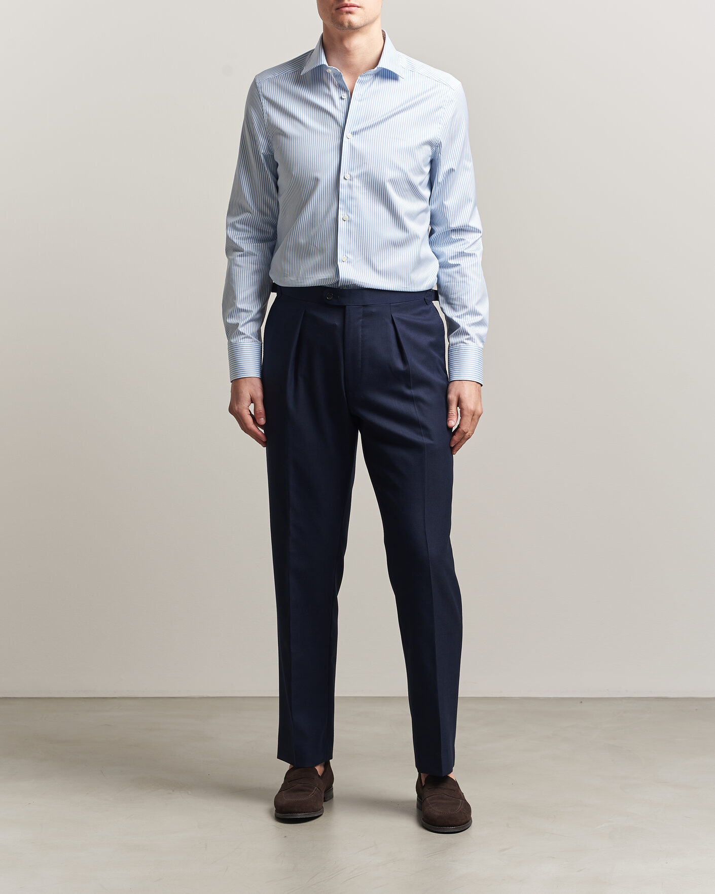 Men | Shirts | Stenströms | Slimline Stripe Cut Away Shirt Light Blue