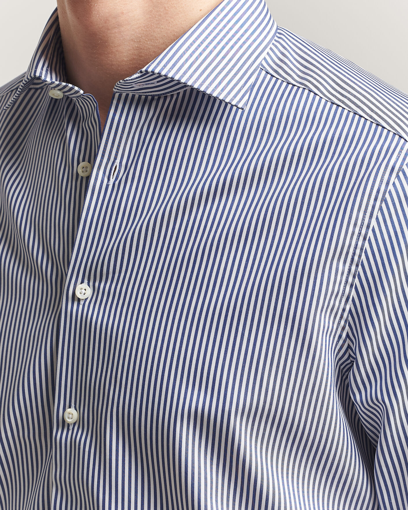 Men | Shirts | Stenströms | Slimline Stripe Cut Away Shirt Navy