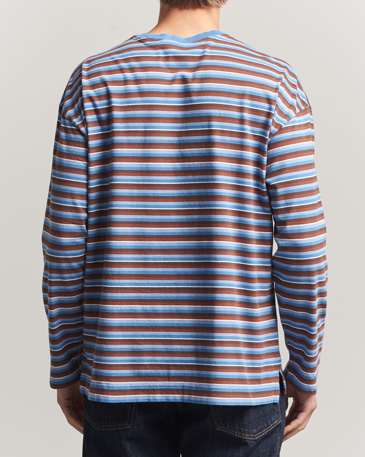 Men | T-Shirts | Sunflower | Long Sleeve Pocket Tee Blue Stripe