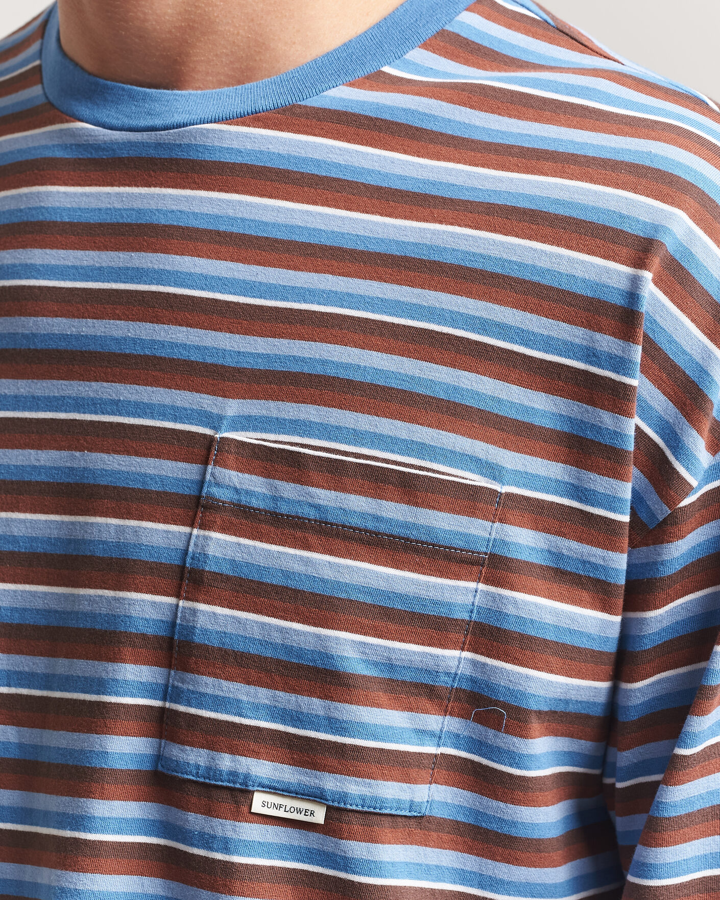 Men | T-Shirts | Sunflower | Long Sleeve Pocket Tee Blue Stripe