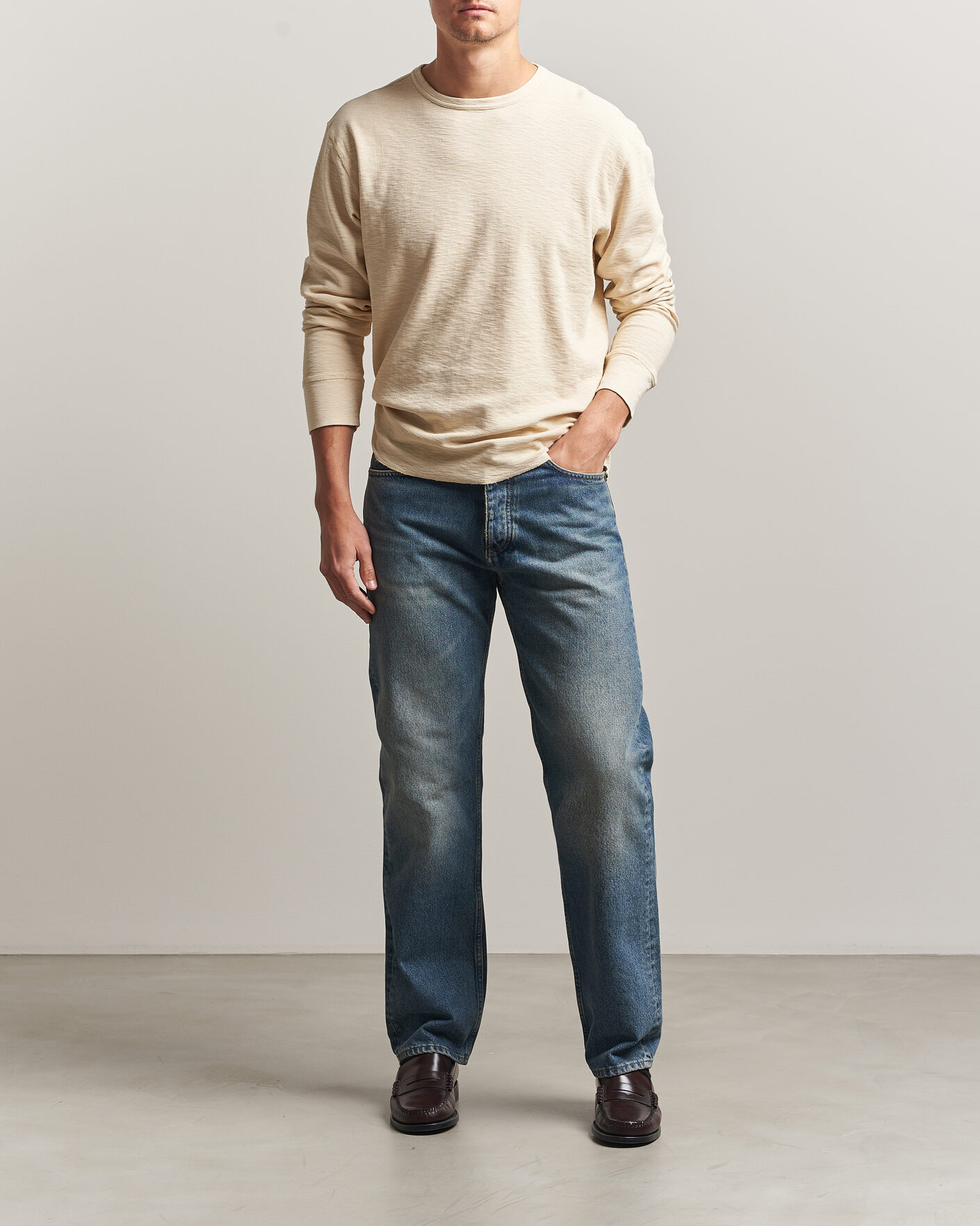 Men | T-Shirts | Sunflower | Long Sleeve Waffle Tee Beige